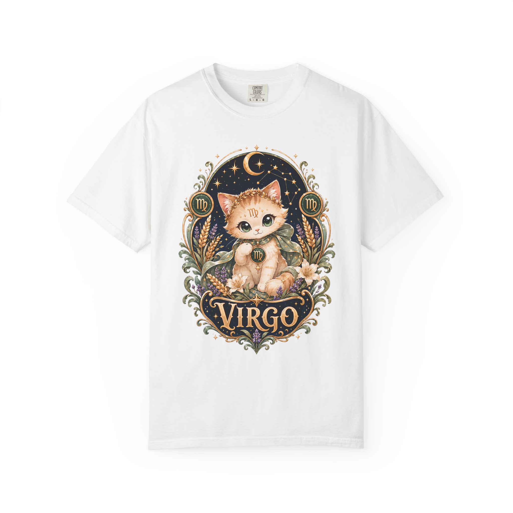 Virgo Cat Illustration T-shirt | Zodiac Kitty Astrology Tee