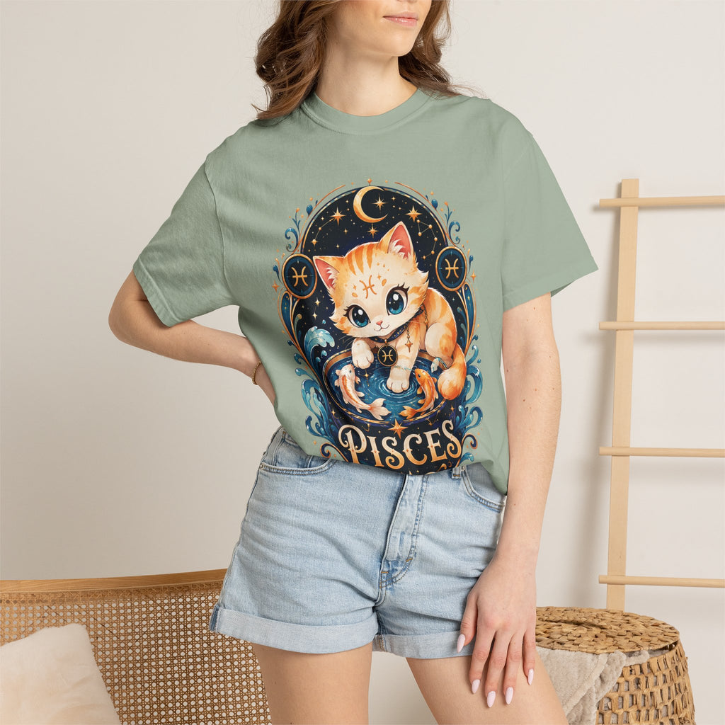 Pisces Cat Shirt, Cute Zodiac Kitty Tee, Astrology Cat Shirt, Pisces Gift, Kawaii Cat Lover Shirt, February March Birthday Tee