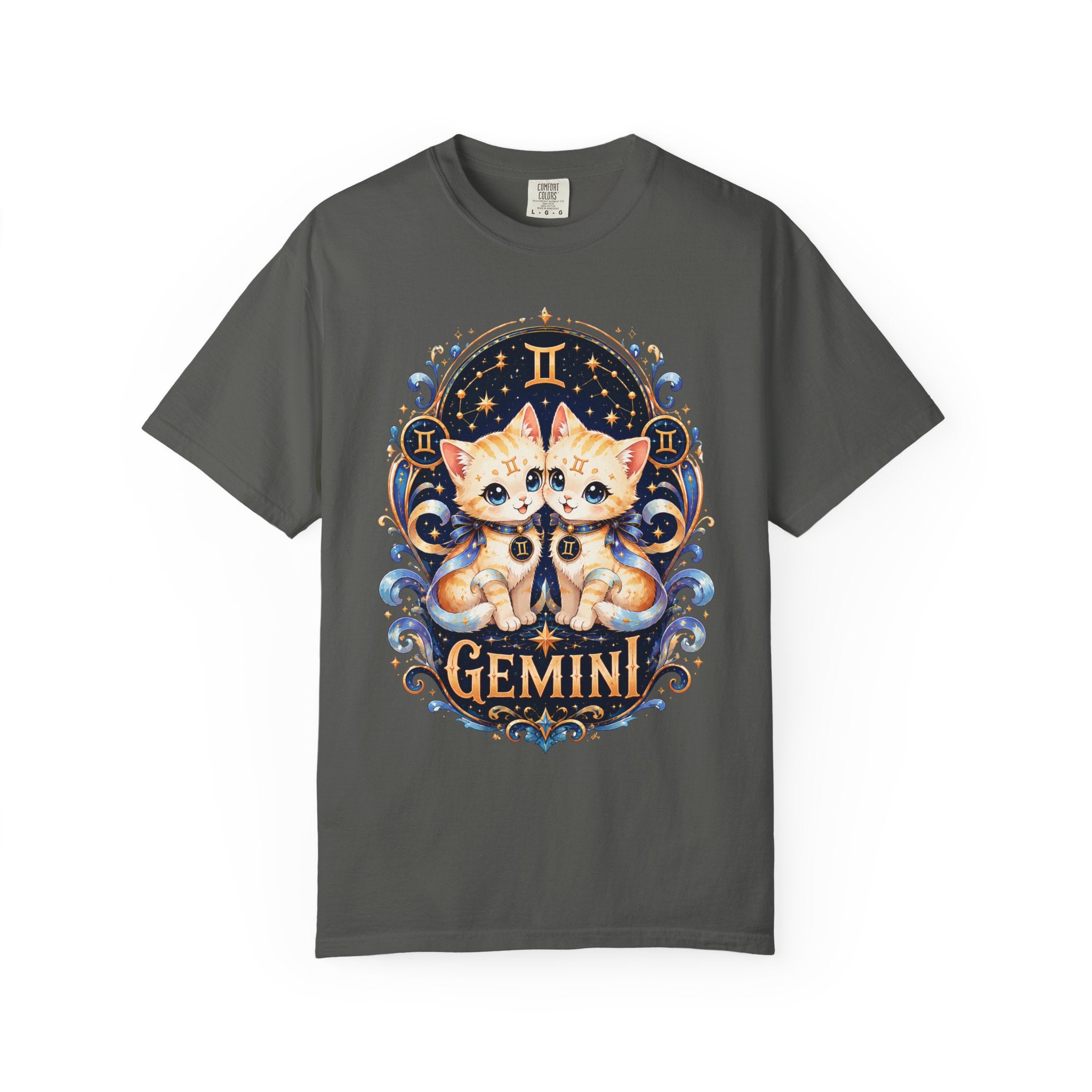 Gemini Twin Cats T-shirt | Zodiac Astrology Cat Design