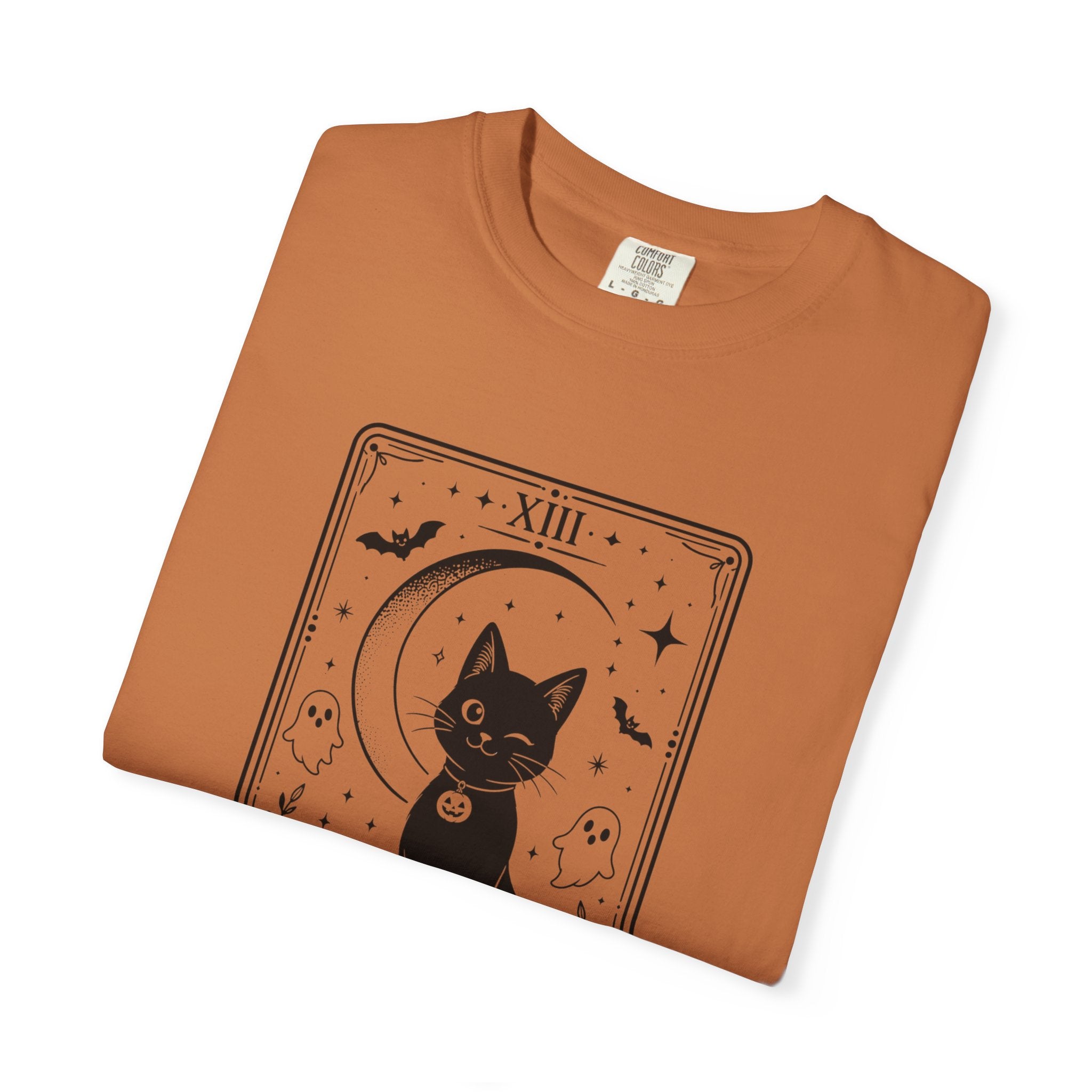 Halloween Black Cat Tarot Shirt, Death Card Cat Tee, Spooky Cat Shirt, Witchy Halloween Tee, Gothic Cat Lover Gift