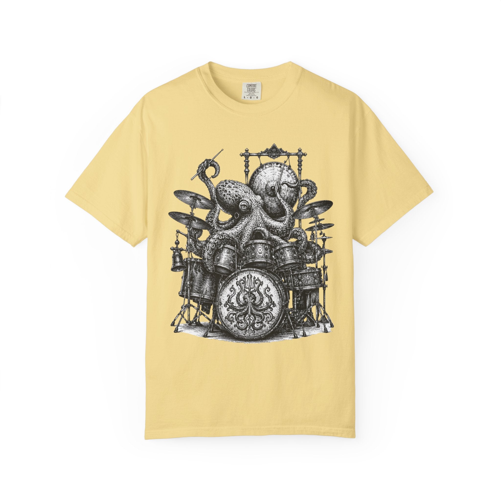 Octopus Drummer Shirt, Vintage Sea Creature T-Shirt, Musician Gift, Drum Set Graphic Tee, Nautical Rock Shirt, Ocean Lover Gift