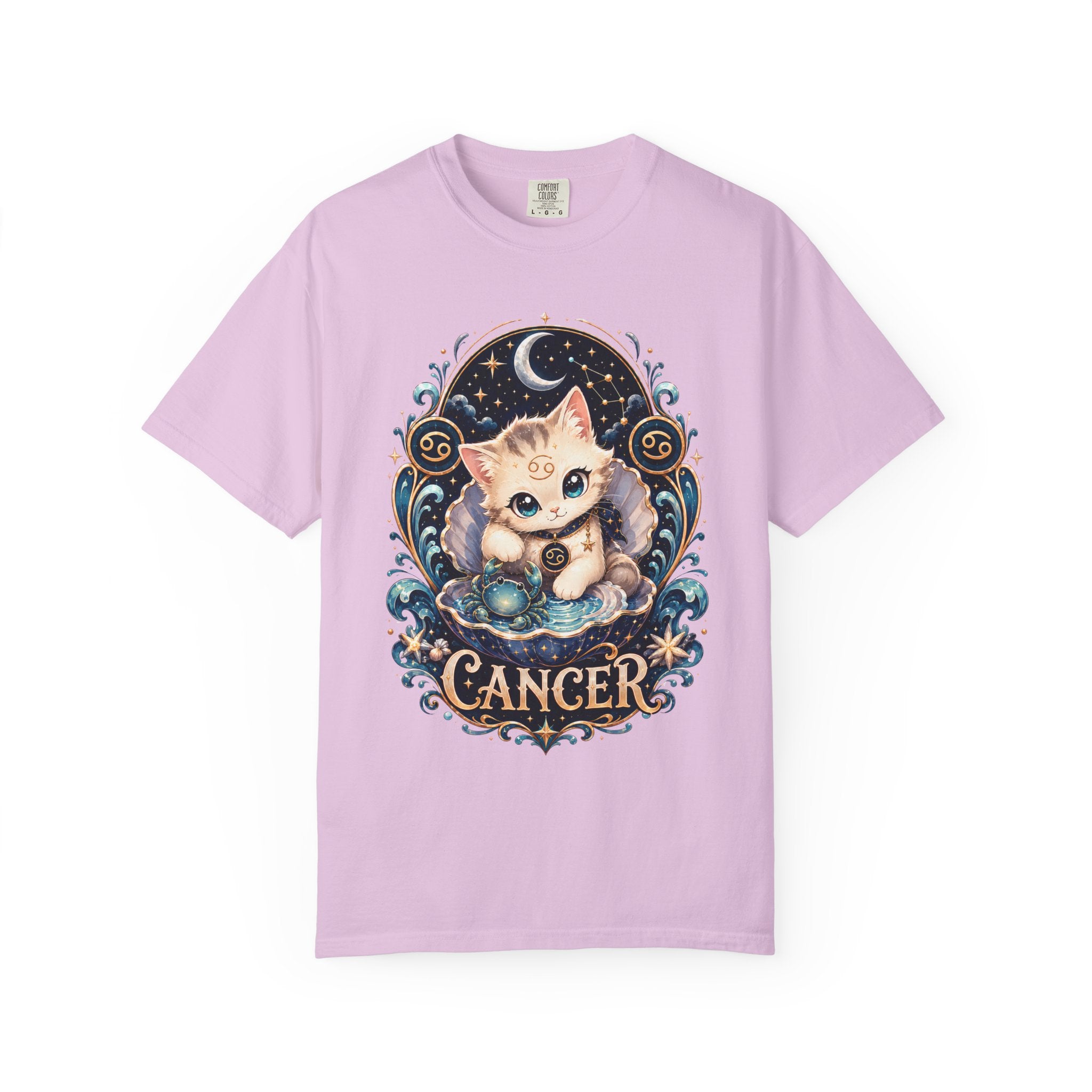 Cute Cancer Zodiac Cat T-Shirt | Astrology Cat Tee