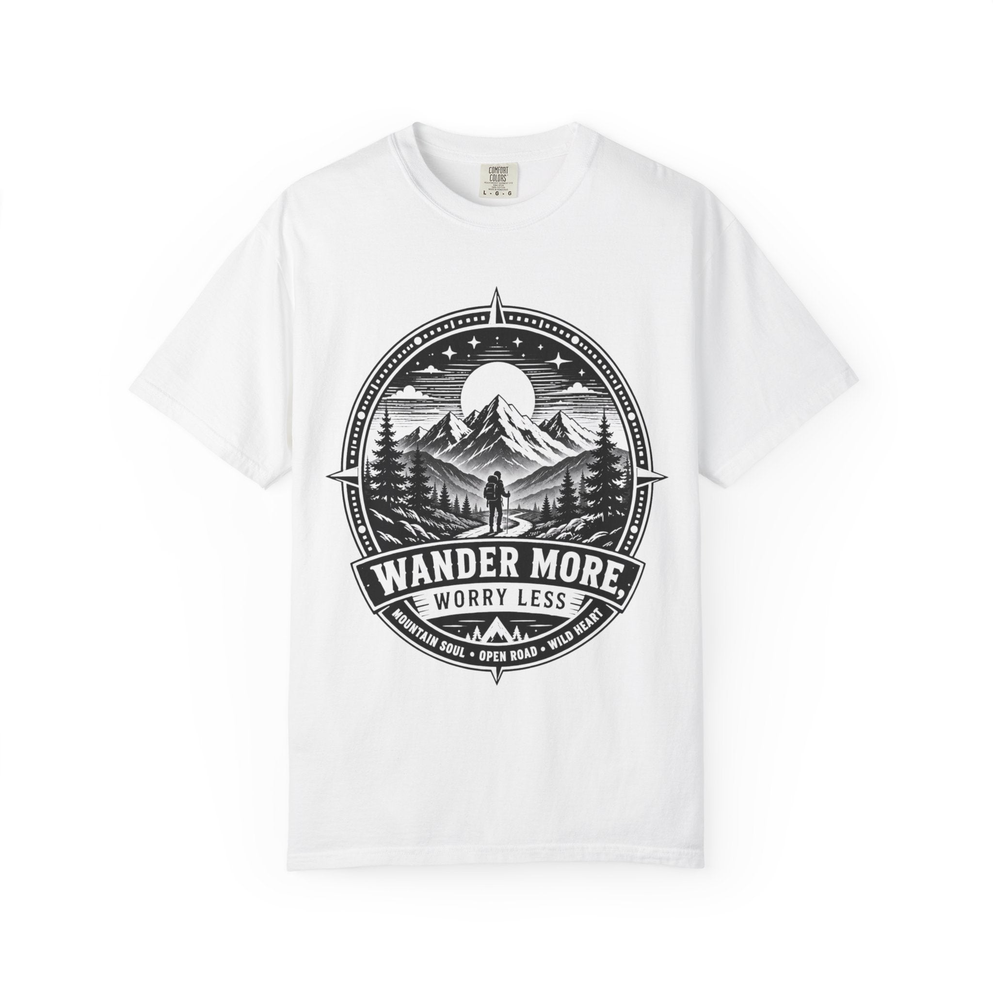 Wander More Worry Less Shirt, Mountain Hiking Tee, Adventure Shirt, Outdoorsy Graphic Tee, Nature Lover Gift, Camping Shirt, Hiking Gift