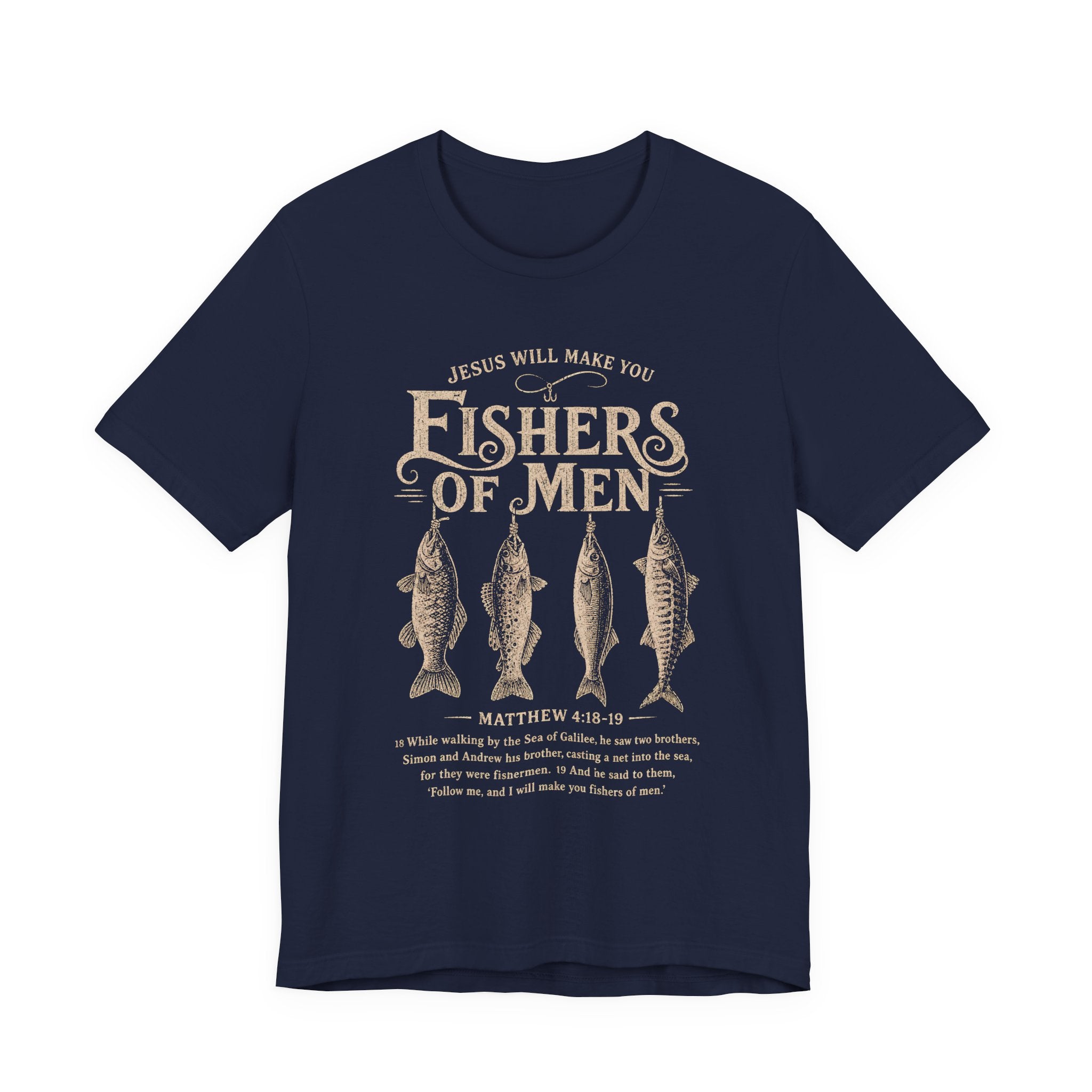 Fishers of Men Matthew 4:19 T-Shirt | Christian Scripture Tee
