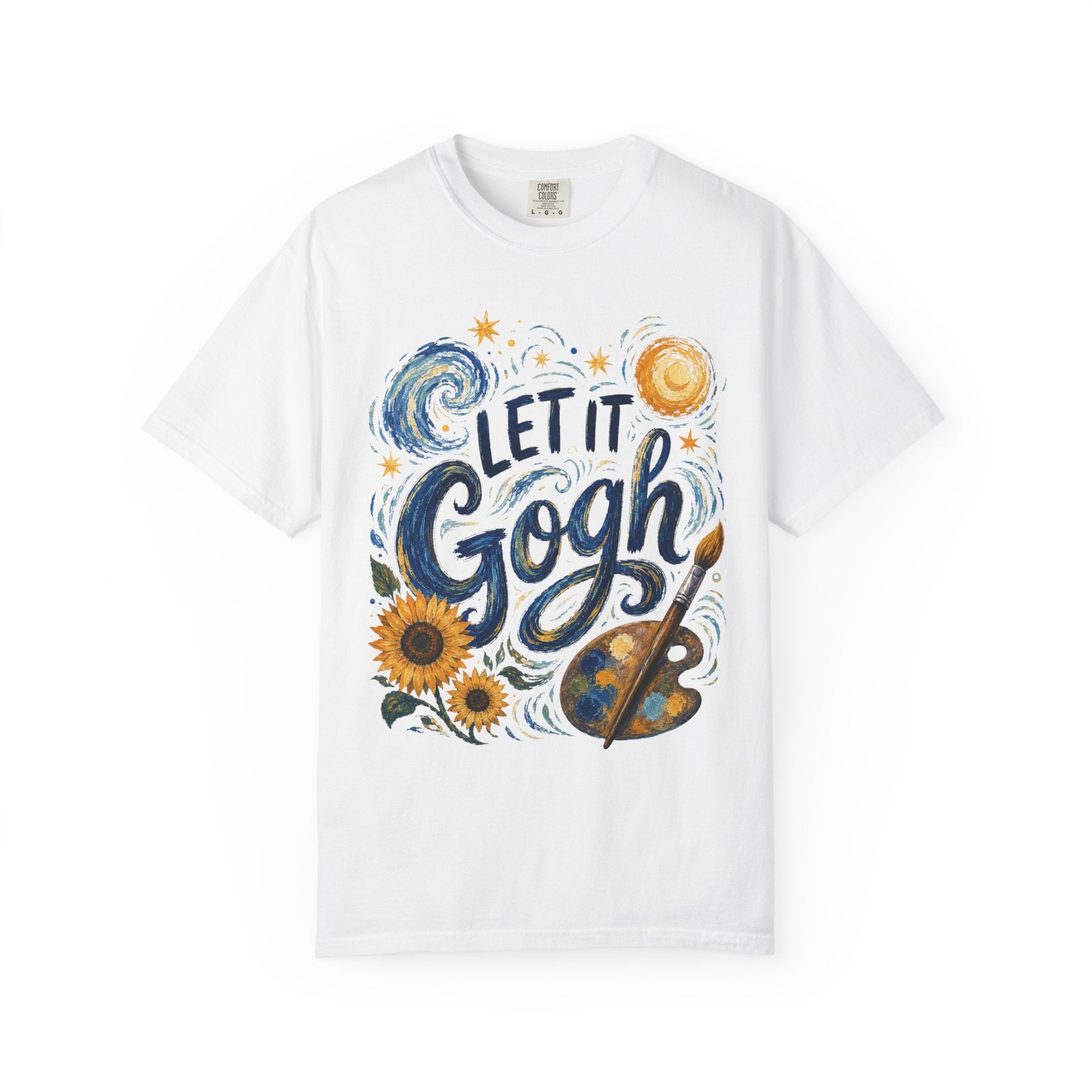 Let It Gogh Shirt, Van Gogh Inspired Art Teacher Tee, Funny Artist Shirt, Sunflower Starry Night Style Graphic Tee, Painter Gift Shirt