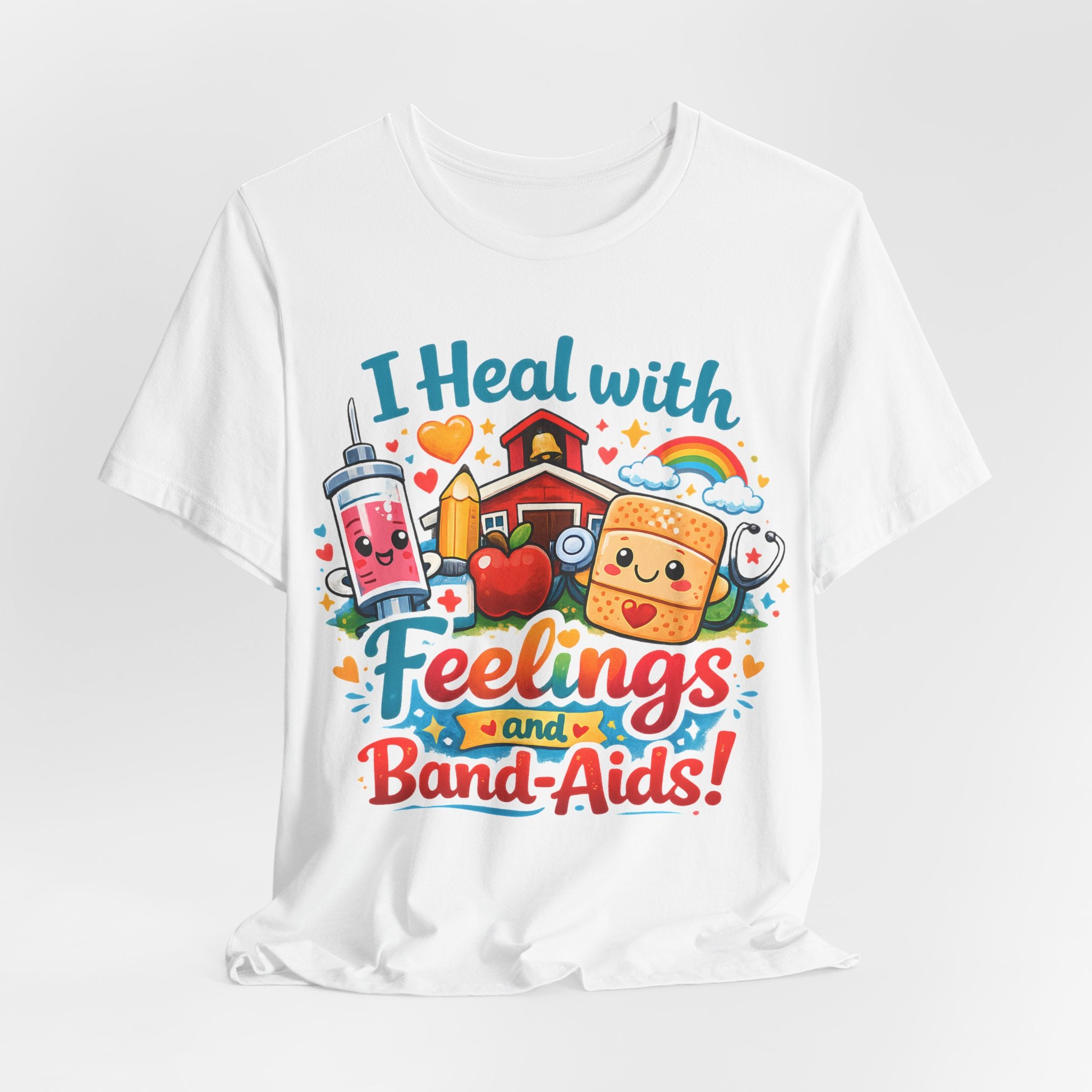 School Nurse Shirt, I Heal With Feelings and Band-Aids Tee, Cute Nurse Teacher Shirt, Elementary School Nurse Gift, Back to School Nurse Tee