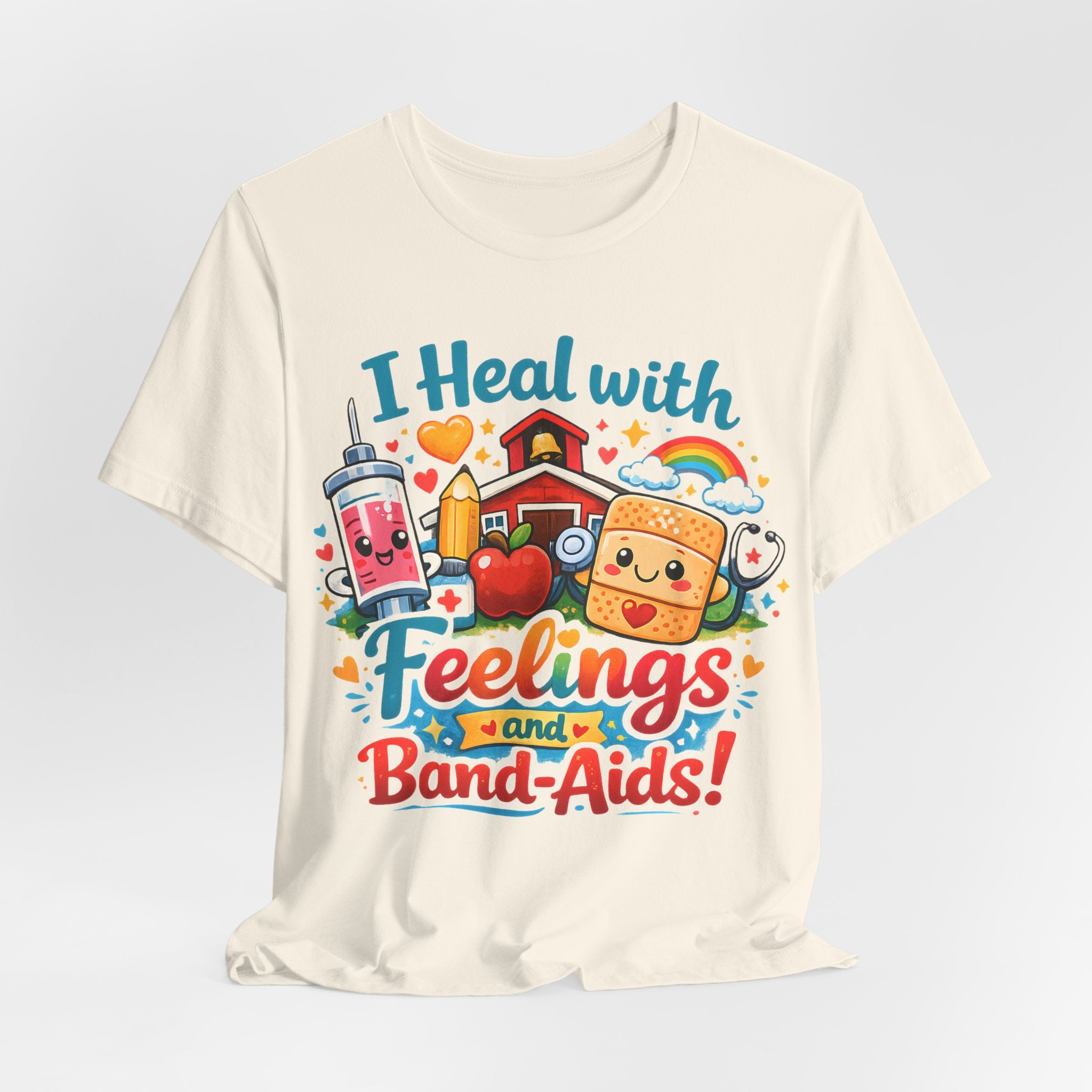 School Nurse Shirt, I Heal With Feelings and Band-Aids Tee, Cute Nurse Teacher Shirt, Elementary School Nurse Gift, Back to School Nurse Tee