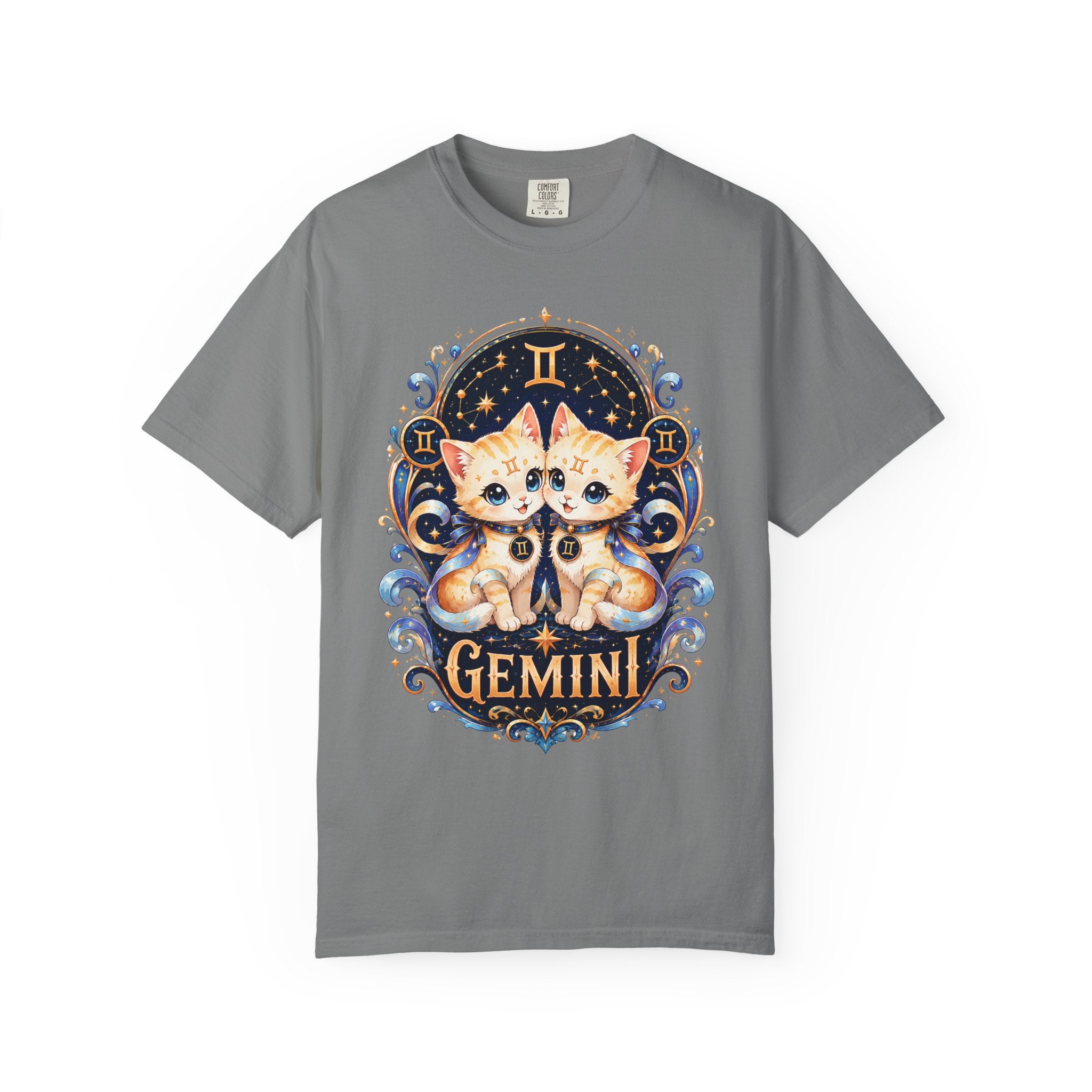 Gemini Twin Cats T-shirt | Zodiac Astrology Cat Design