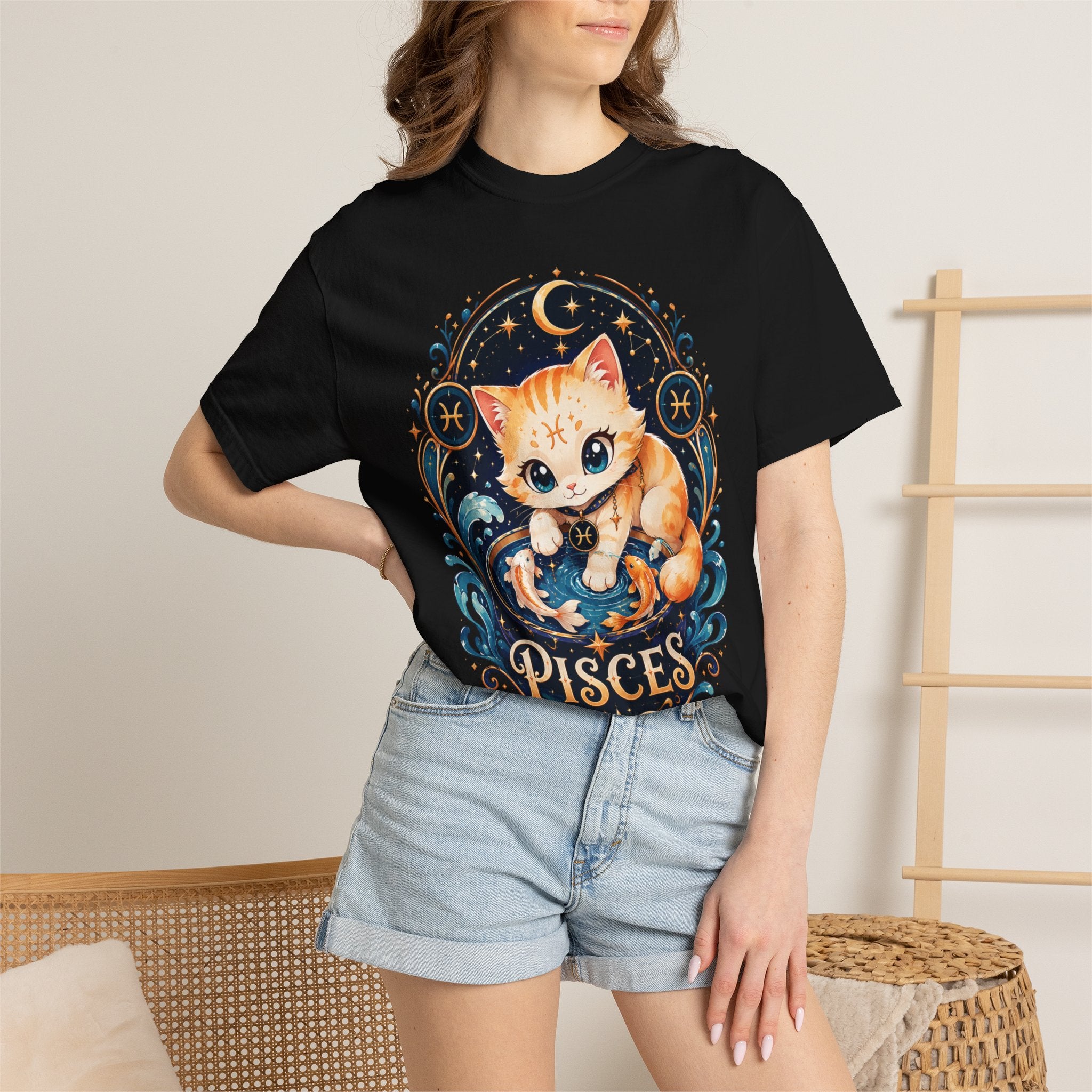 Pisces Cat Shirt, Cute Zodiac Kitty Tee, Astrology Cat Shirt, Pisces Gift, Kawaii Cat Lover Shirt, February March Birthday Tee