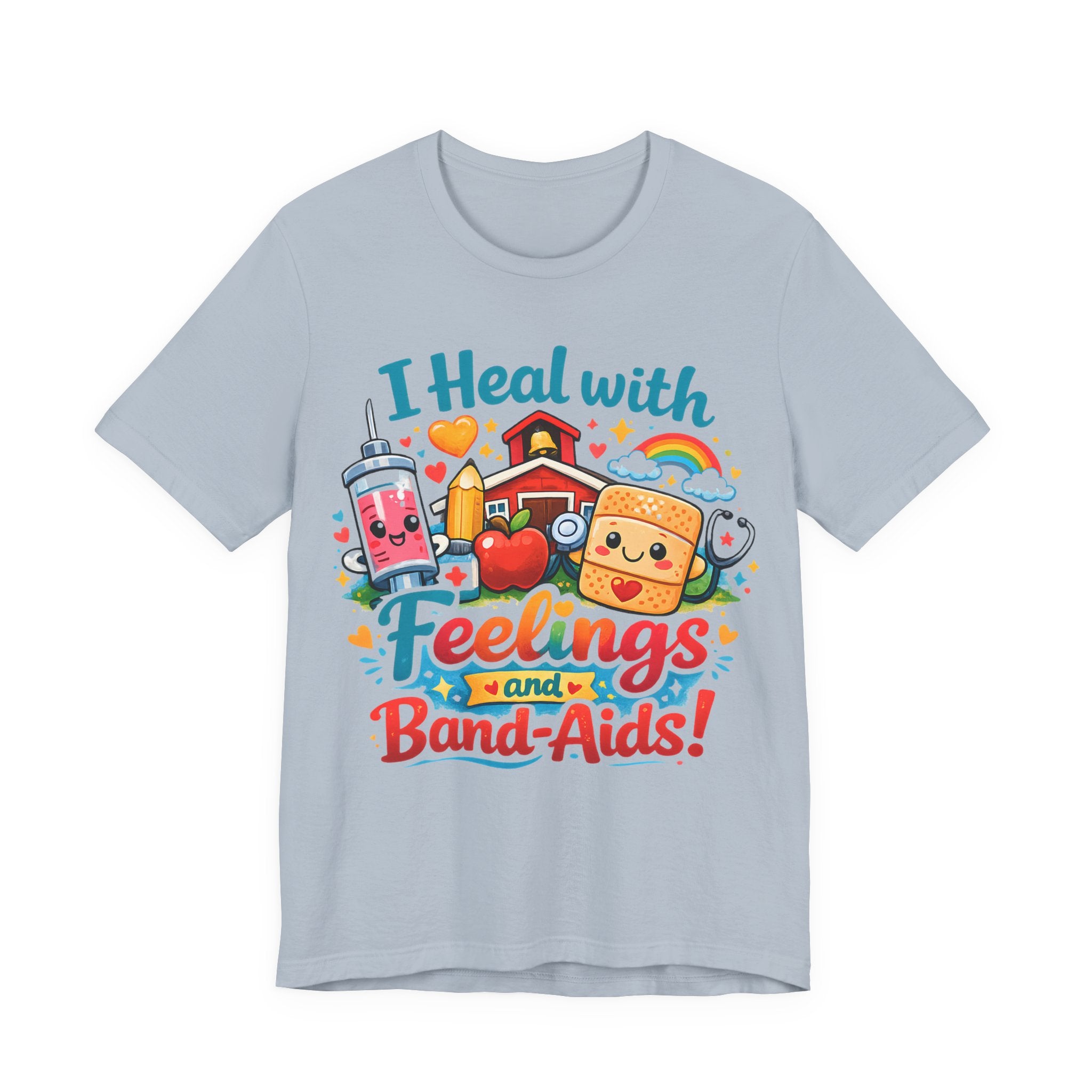 School Nurse Shirt, I Heal With Feelings and Band-Aids Tee, Cute Nurse Teacher Shirt, Elementary School Nurse Gift, Back to School Nurse Tee