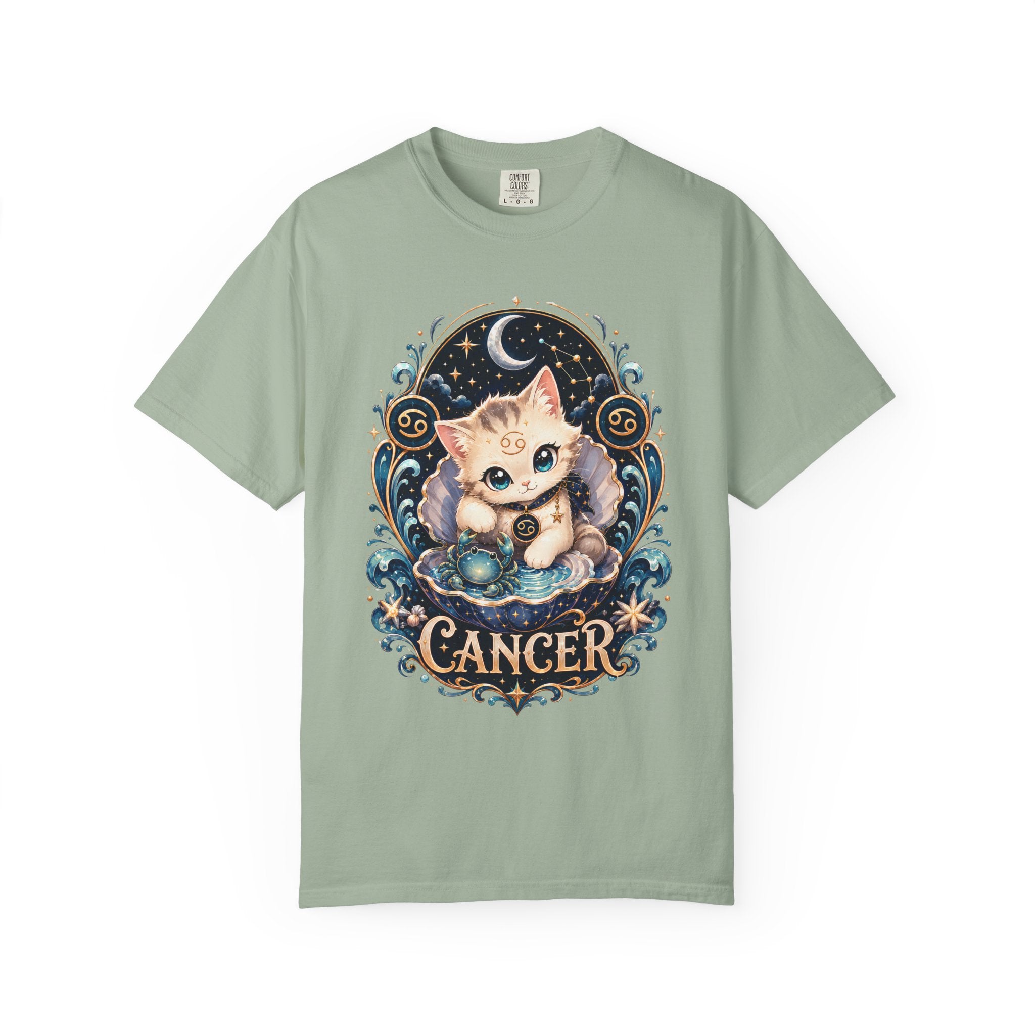 Cute Cancer Zodiac Cat T-Shirt | Astrology Cat Tee