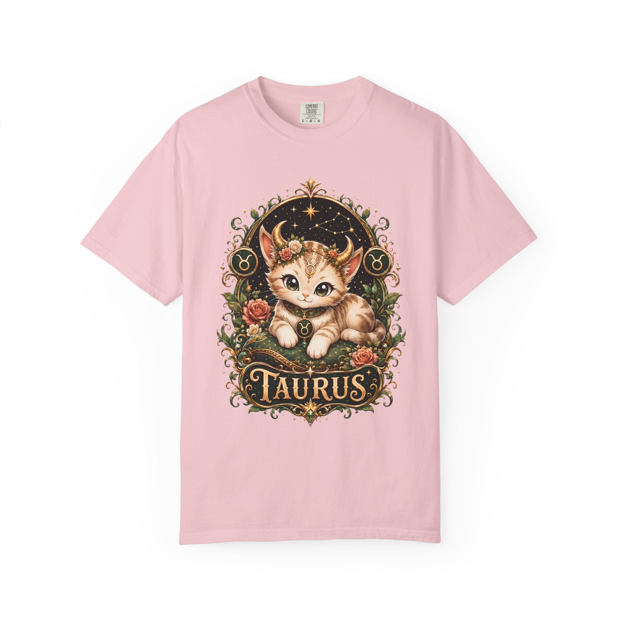 Taurus Cat Illustration T-Shirt | Zodiac Kitten Tee
