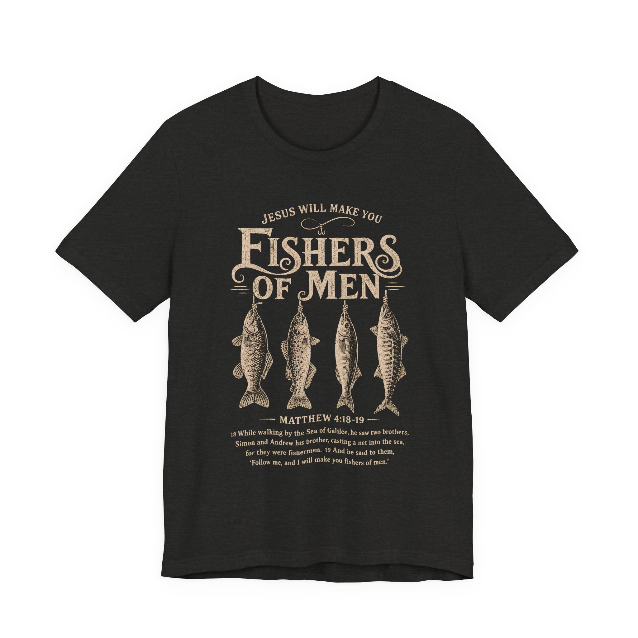 Fishers of Men Matthew 4:19 T-Shirt | Christian Scripture Tee