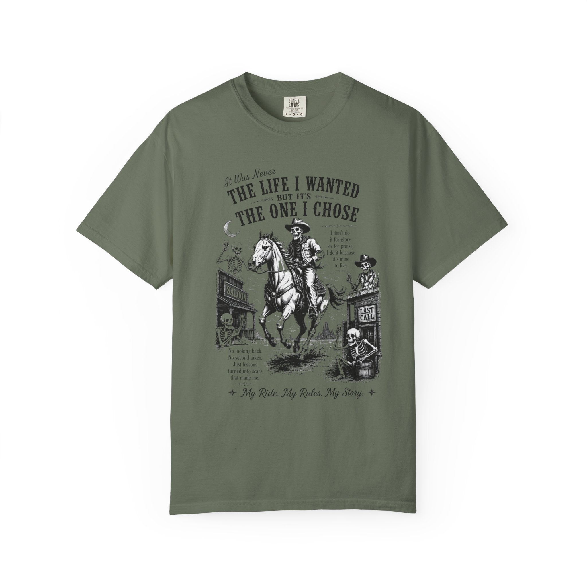 Vintage Skeleton Cowboy Graphic Tee Western Skull Rider Shirt for Men, Country Outlaw Streetwear Tee