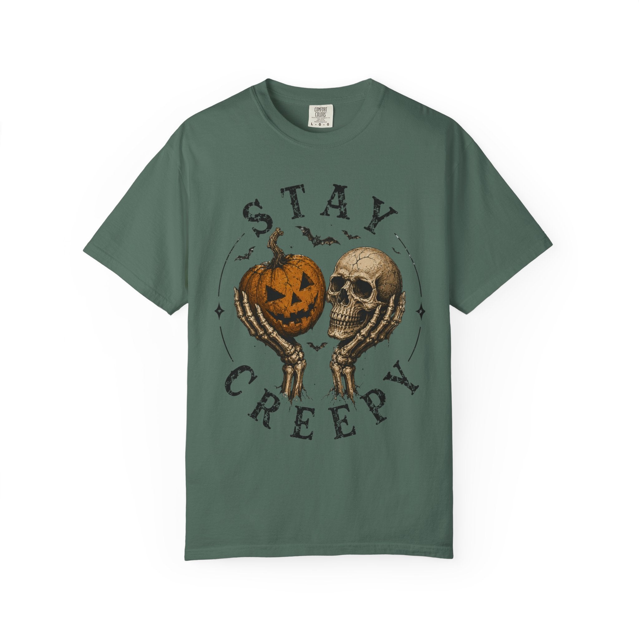 Stay Creepy Shirt, Halloween Pumpkin Skull Tee, Vintage Spooky Graphic Shirt, Jack O Lantern Skeleton Hands Tee, Cute Creepy Halloween Gift