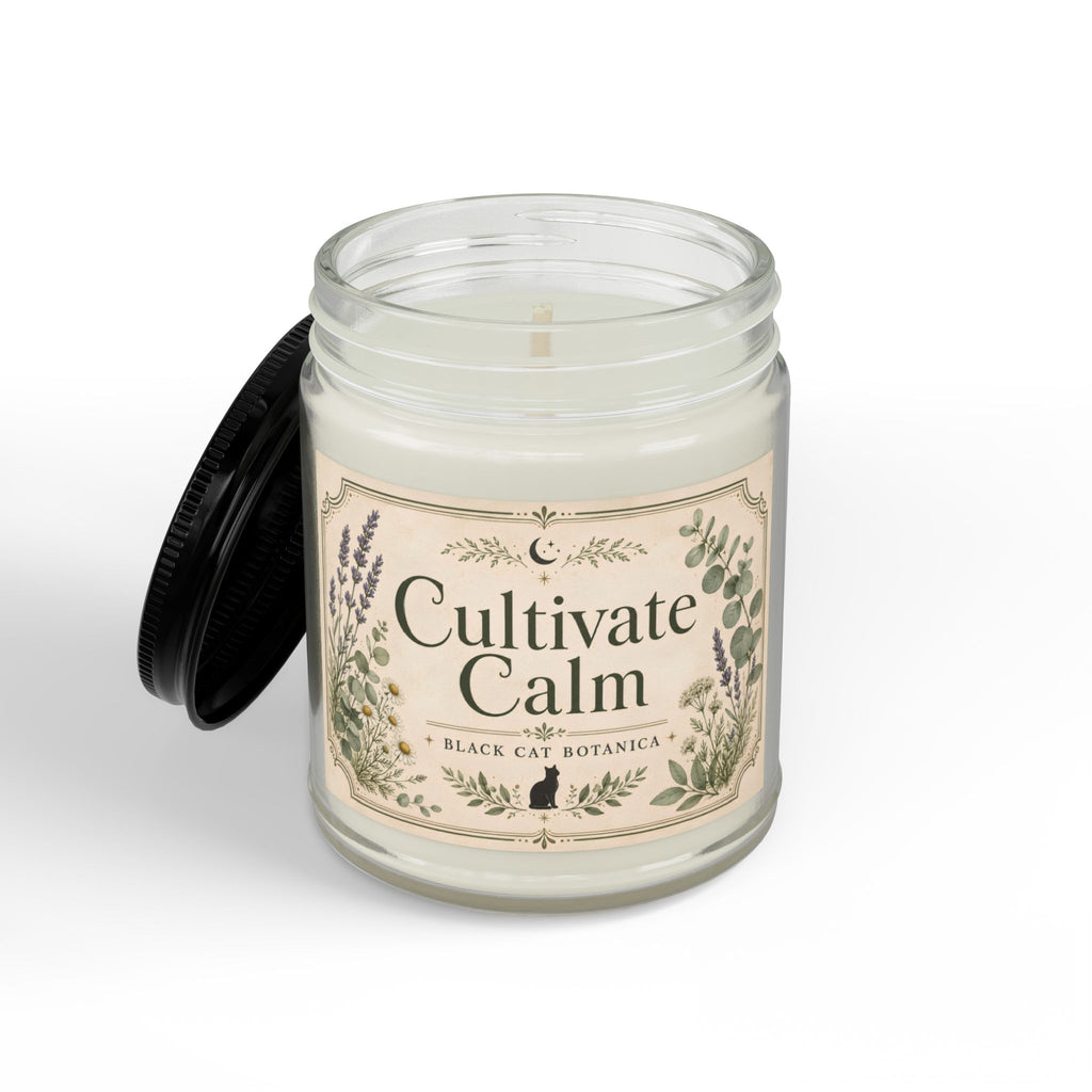 Cultivate Calm Soy Candle, Amber Jar Candle with Black Lid