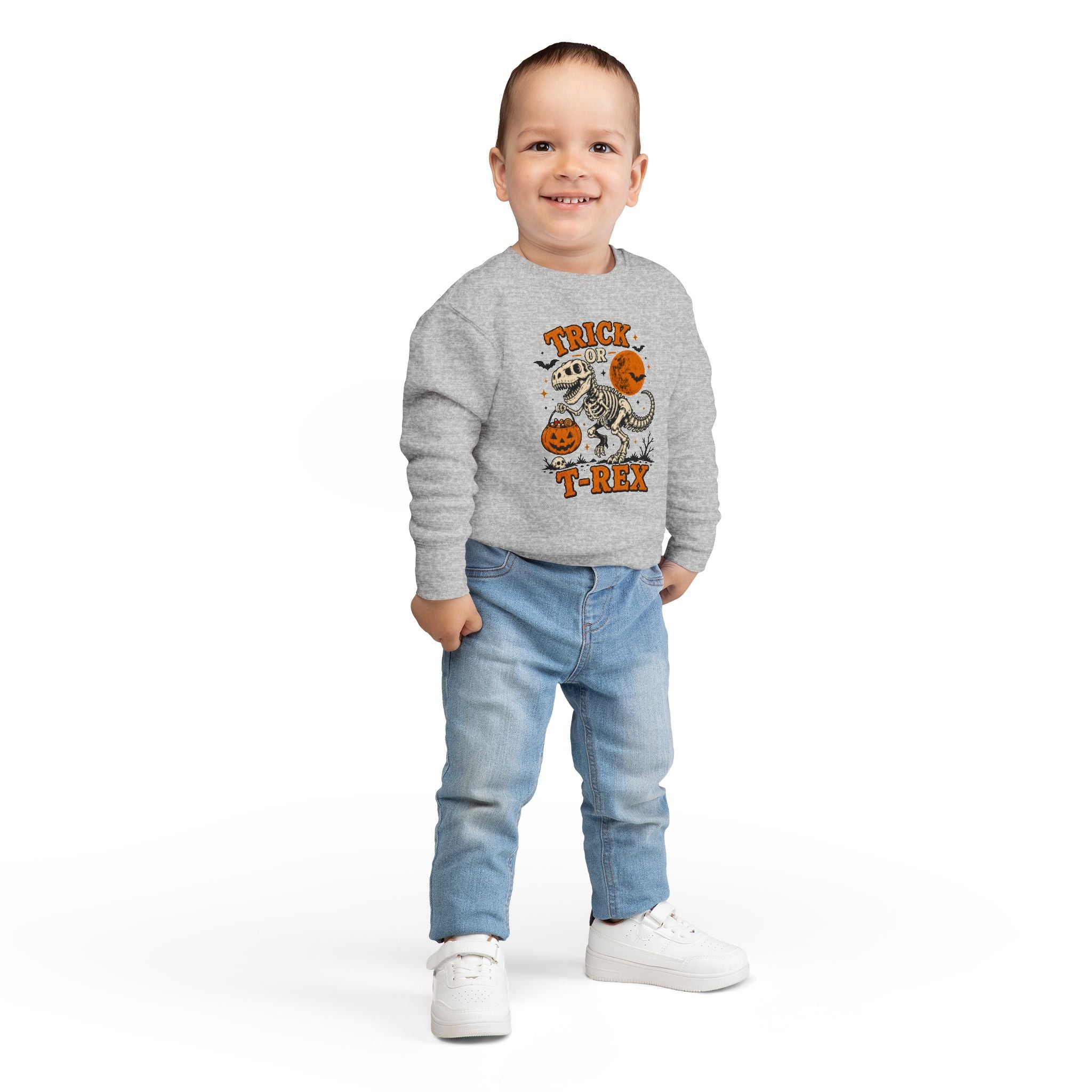 Trick Or TRex Toddler Sweatshirt, Halloween Dinosaur Sweatshirt, Cute Skeleton T Rex Sweatshirt, Kids Halloween Sweatshirt