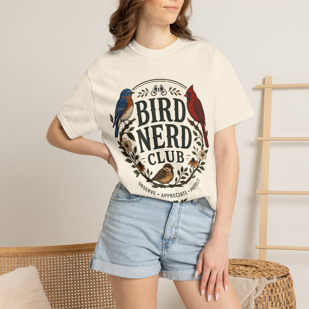 Bird Nerd Club Shirt, Birdwatching Shirt, Nature Lover Tee, Backyard Birder Gift, Cute Bird Lover Shirt, Botanical Bird Graphic Tee