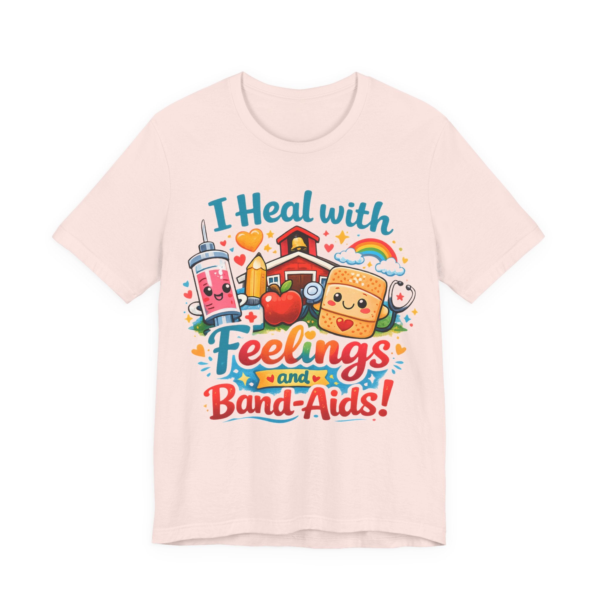 School Nurse Shirt, I Heal With Feelings and Band-Aids Tee, Cute Nurse Teacher Shirt, Elementary School Nurse Gift, Back to School Nurse Tee