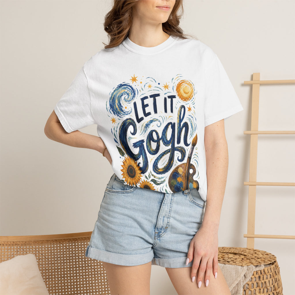 Let It Gogh Shirt, Van Gogh Inspired Art Teacher Tee, Funny Artist Shirt, Sunflower Starry Night Style Graphic Tee, Painter Gift Shirt