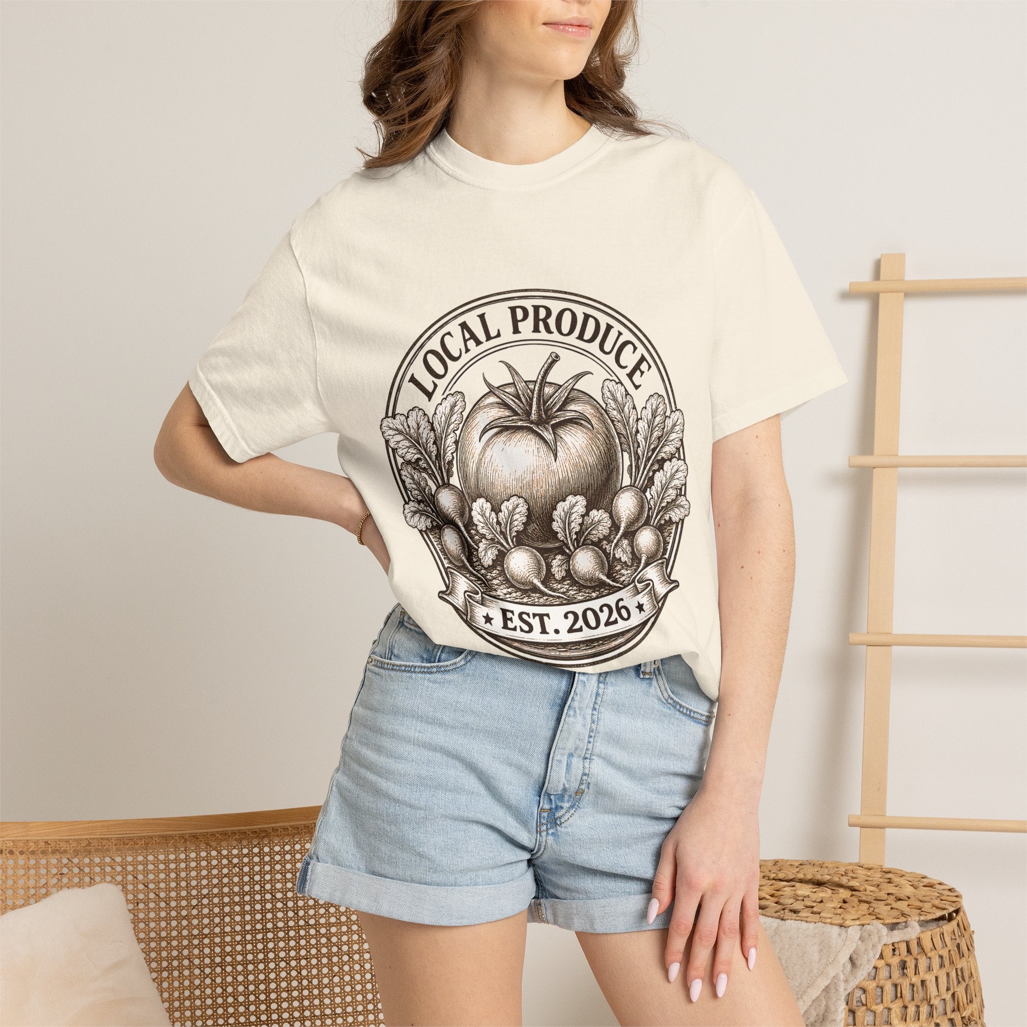 Vintage Local Produce Shirt, Farmers Market Tomato Tee, Heirloom Tomato Radish Graphic Tee, Gerden Lover GIft, Est. 2026 Market Tee