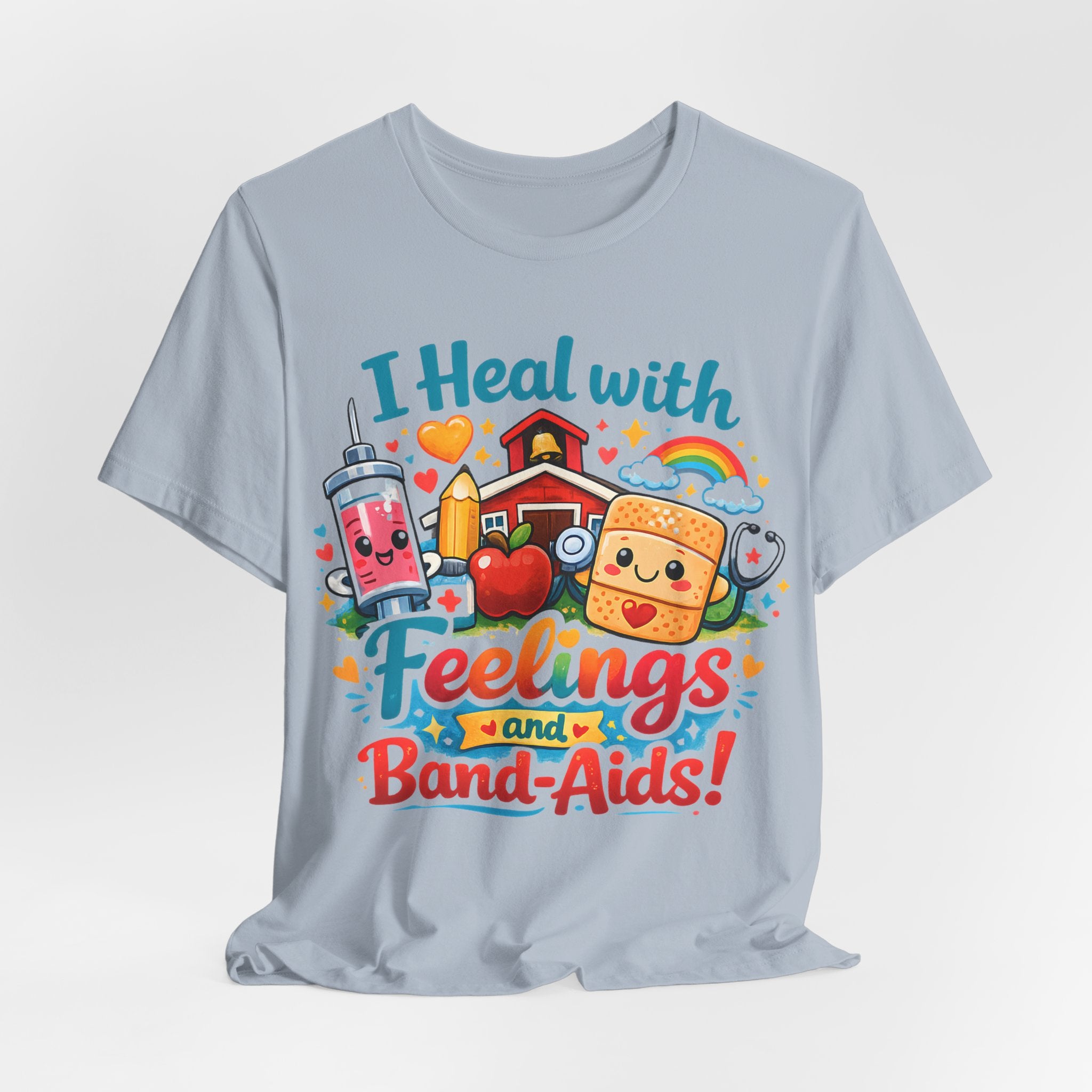 School Nurse Shirt, I Heal With Feelings and Band-Aids Tee, Cute Nurse Teacher Shirt, Elementary School Nurse Gift, Back to School Nurse Tee