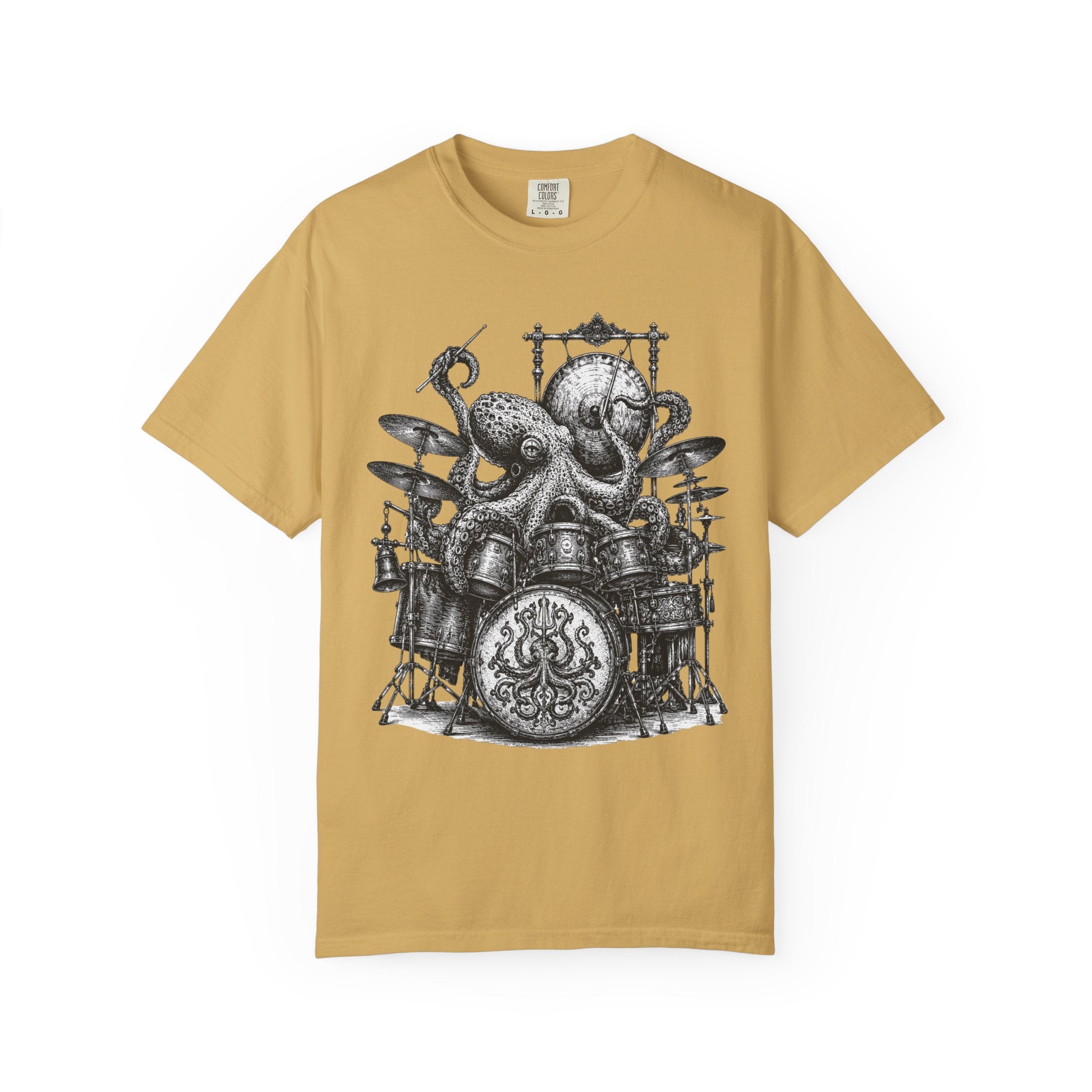 Octopus Drummer Shirt, Vintage Sea Creature T-Shirt, Musician Gift, Drum Set Graphic Tee, Nautical Rock Shirt, Ocean Lover Gift