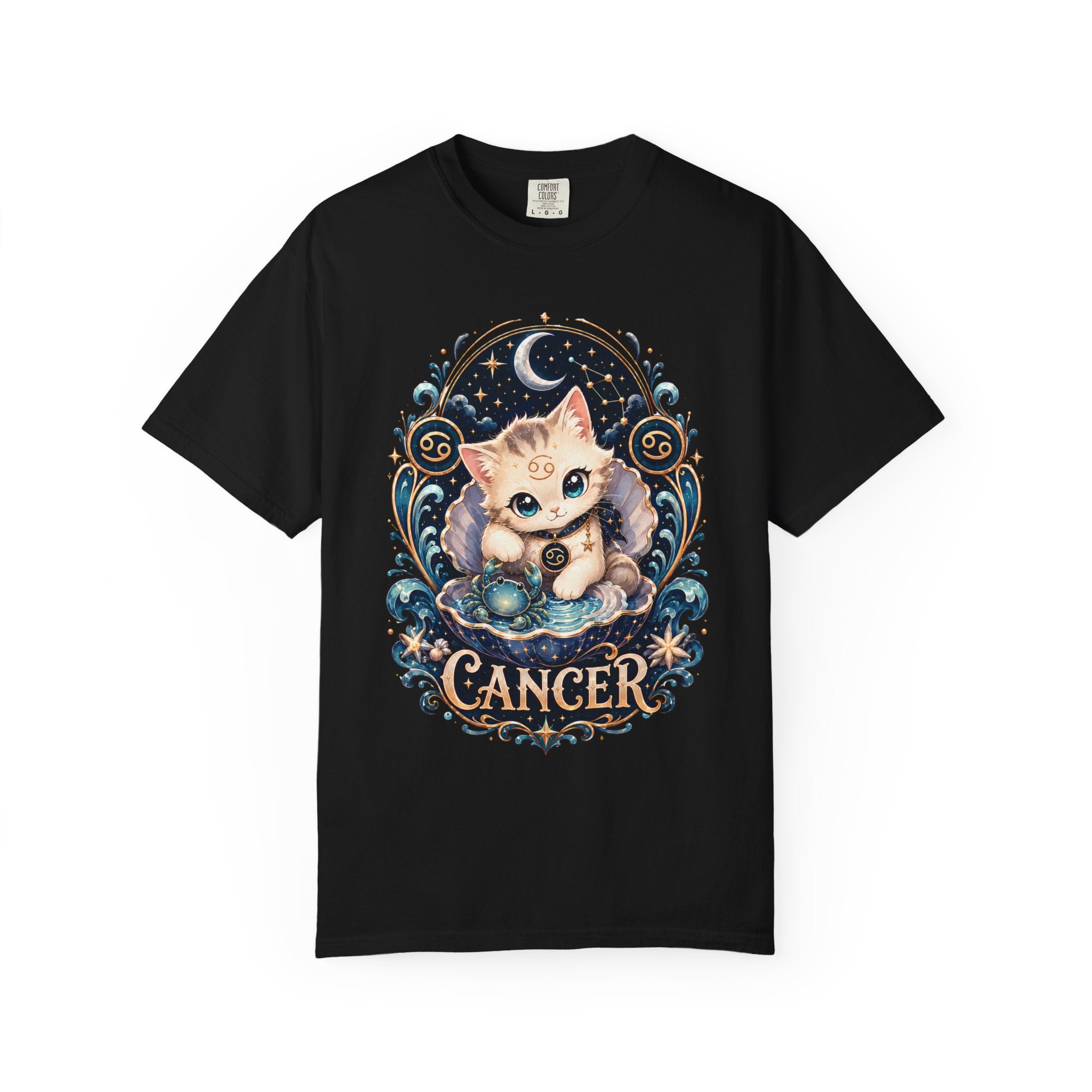 Cute Cancer Zodiac Cat T-Shirt | Astrology Cat Tee