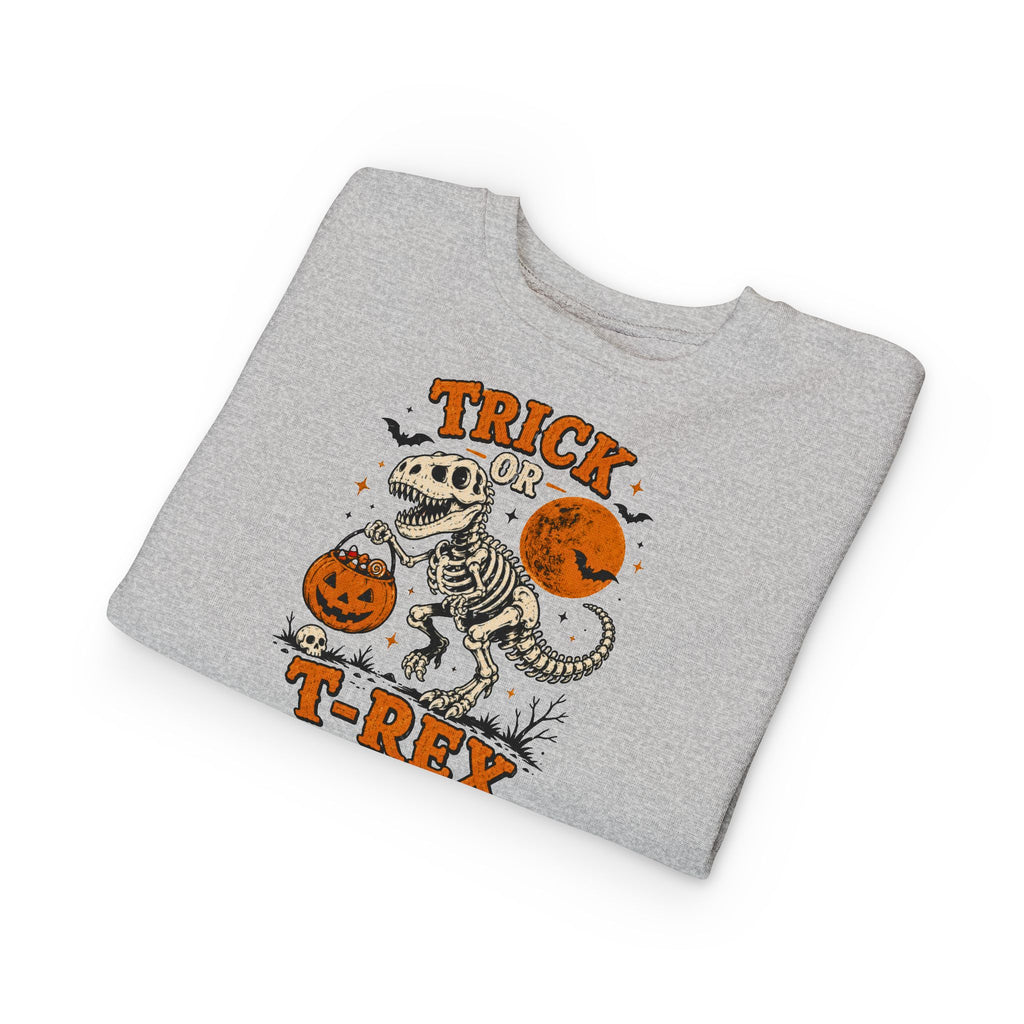 Trick Or TRex Toddler Sweatshirt, Halloween Dinosaur Sweatshirt, Cute Skeleton T Rex Sweatshirt, Kids Halloween Sweatshirt