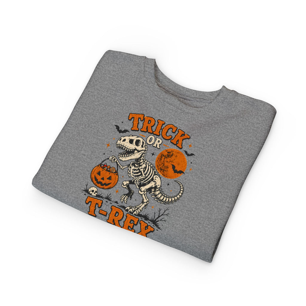 Trick Or TRex Toddler Sweatshirt, Halloween Dinosaur Sweatshirt, Cute Skeleton T Rex Sweatshirt, Kids Halloween Sweatshirt
