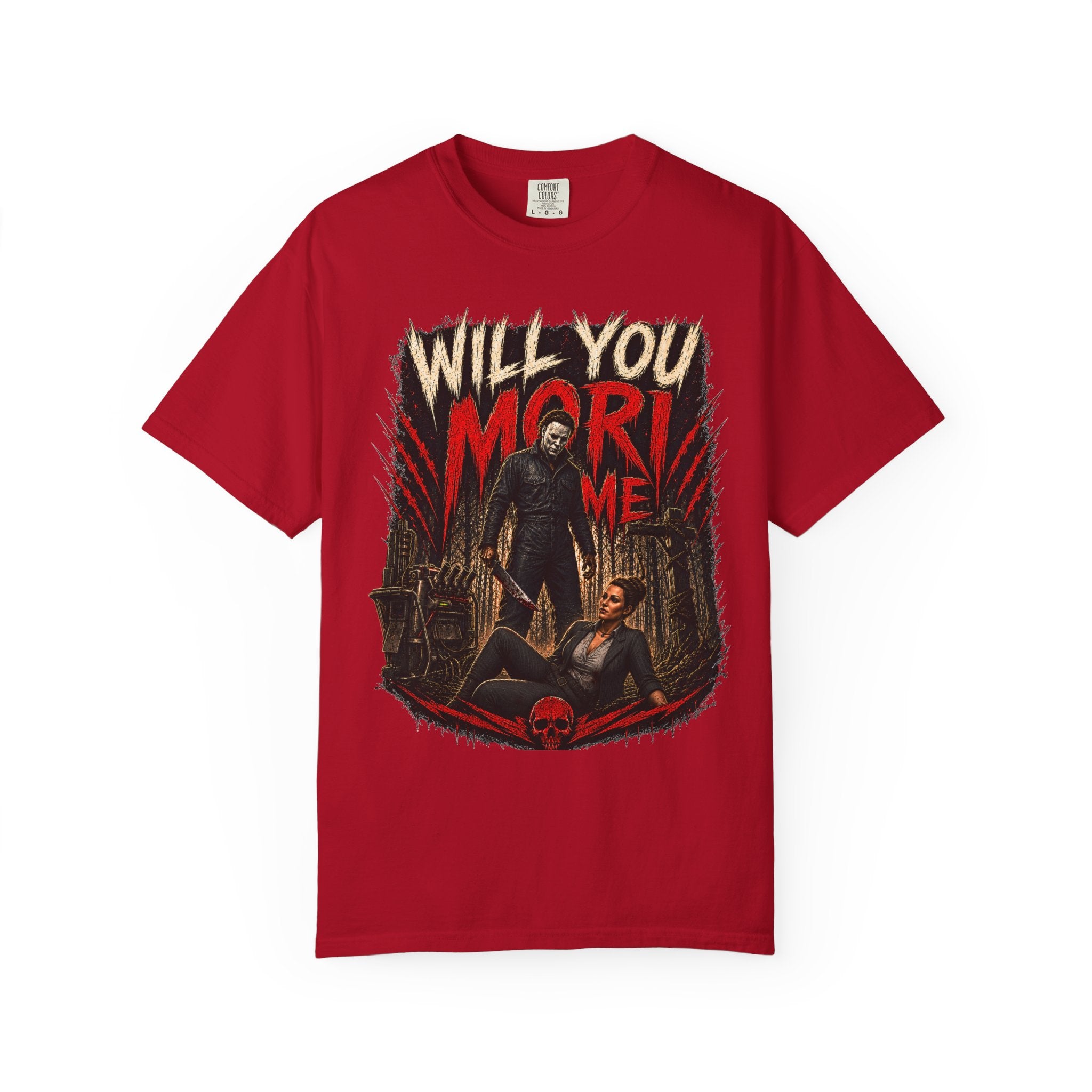Will You Morn Me Horror Scene T-shirt | Slasher Skull Graphic Tee