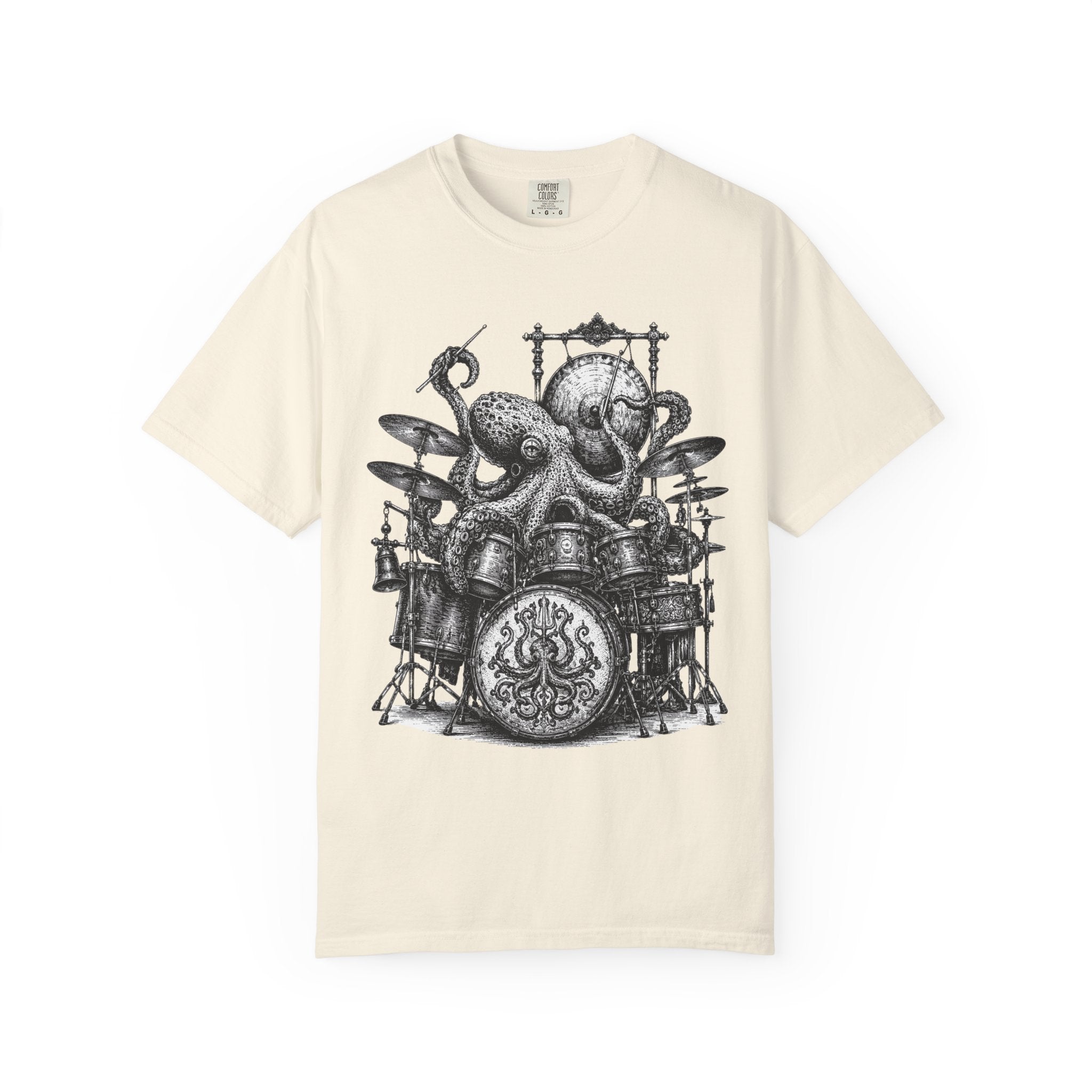 Octopus Drummer Shirt, Vintage Sea Creature T-Shirt, Musician Gift, Drum Set Graphic Tee, Nautical Rock Shirt, Ocean Lover Gift