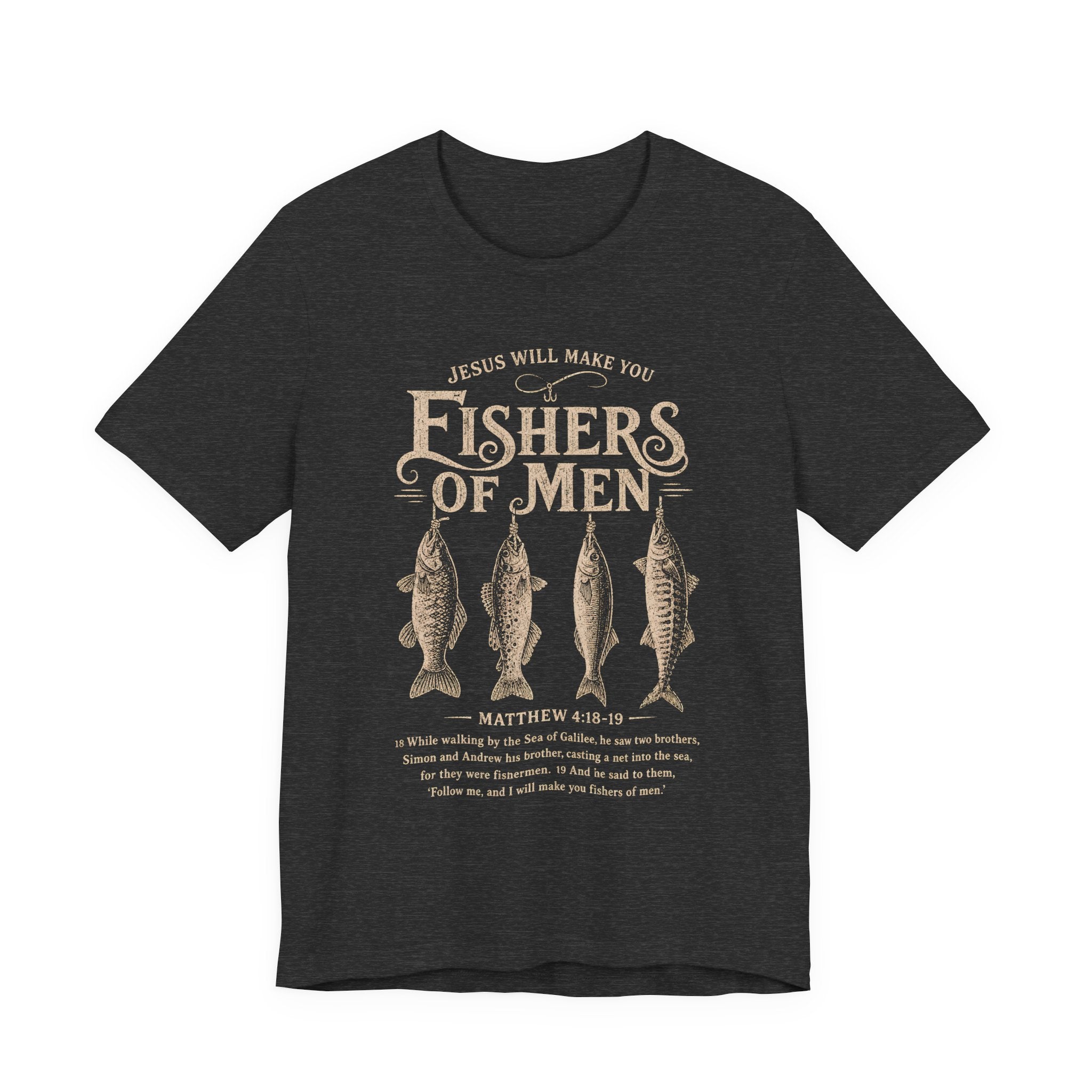 Fishers of Men Matthew 4:19 T-Shirt | Christian Scripture Tee