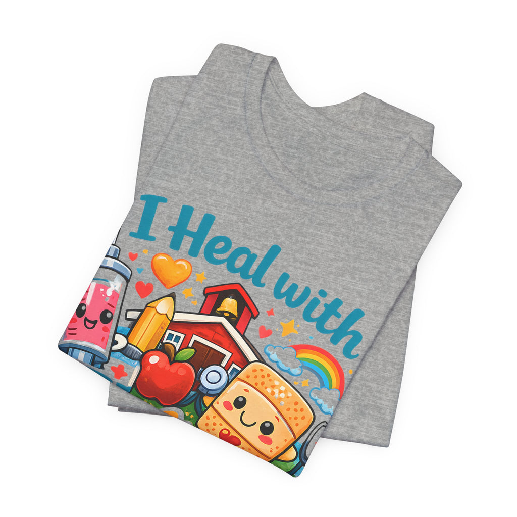 School Nurse Shirt, I Heal With Feelings and Band-Aids Tee, Cute Nurse Teacher Shirt, Elementary School Nurse Gift, Back to School Nurse Tee