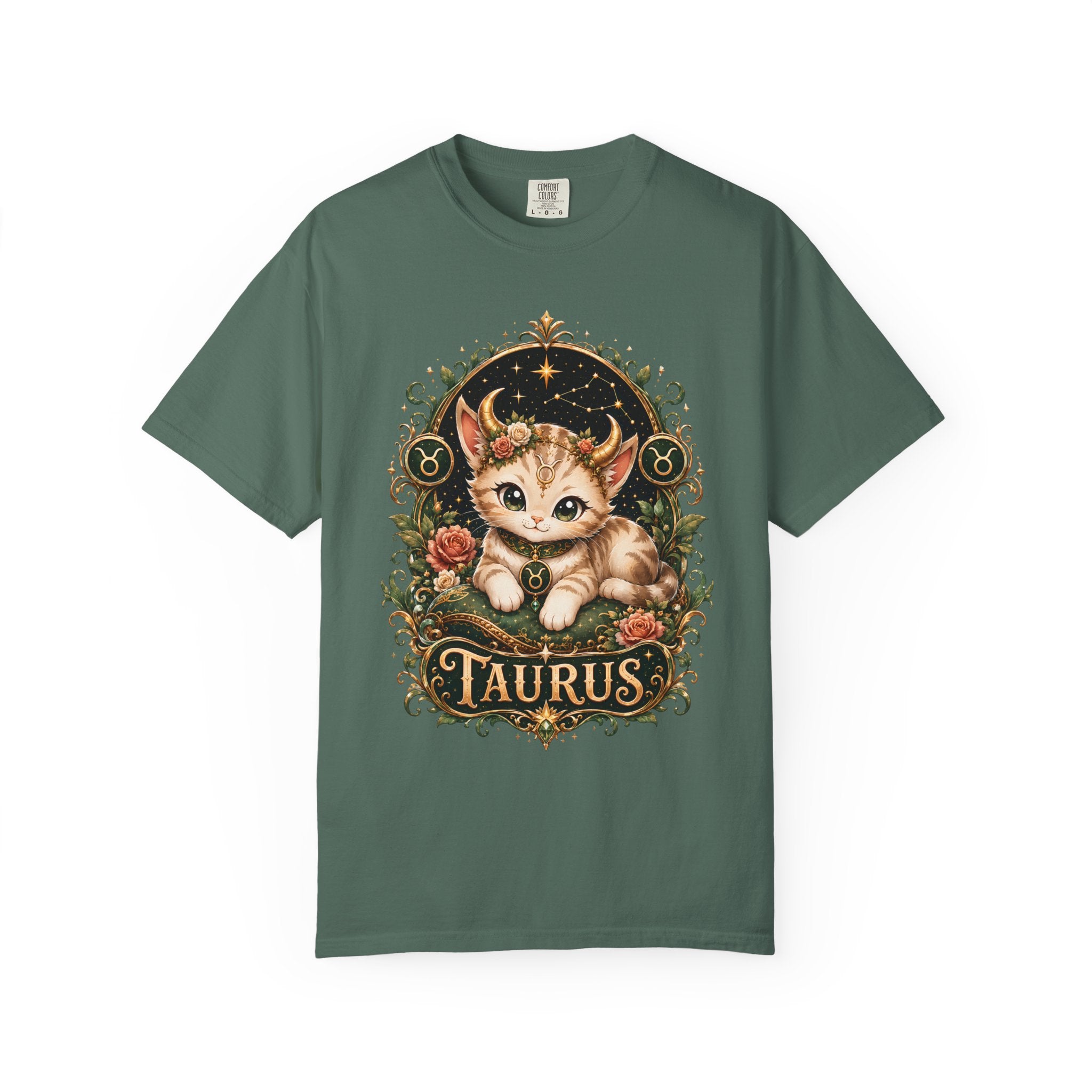 Taurus Cat Illustration T-Shirt | Zodiac Kitten Tee