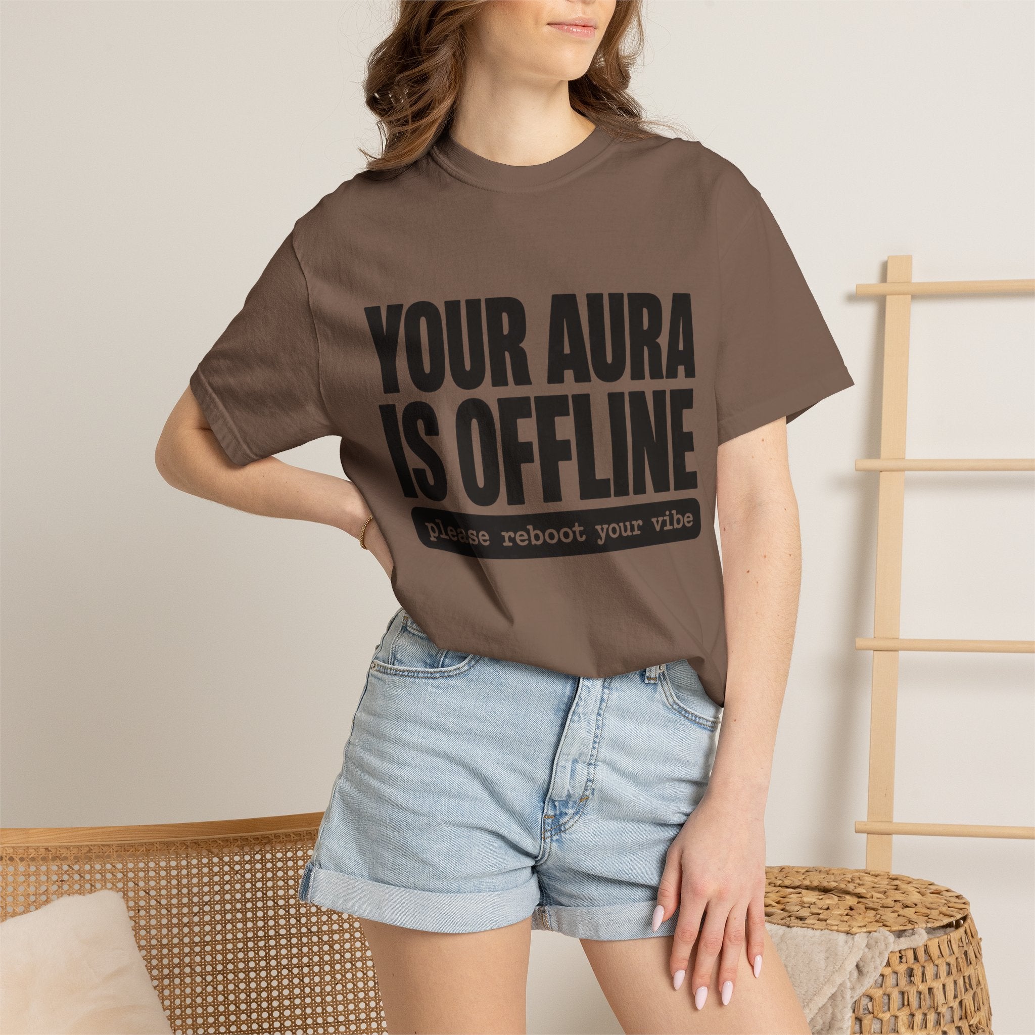 Your Aura Is Offline Shirt, Funny Mindfulness T-Shirt, Trendy Aura Points Tee, Mental Health Humor Shirt, Reboot Your Vibe Tee