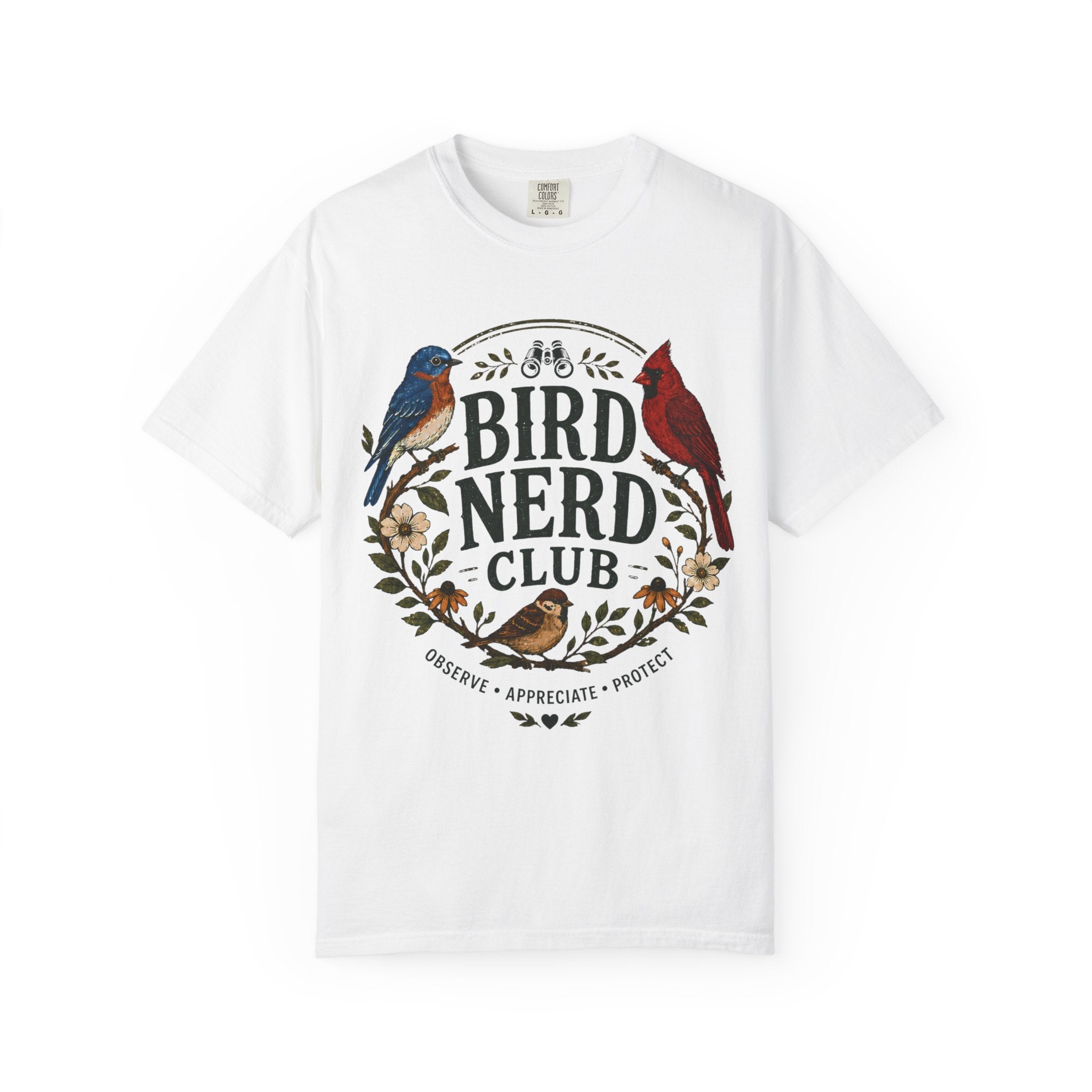 Bird Nerd Club Shirt, Birdwatching Shirt, Nature Lover Tee, Backyard Birder Gift, Cute Bird Lover Shirt, Botanical Bird Graphic Tee