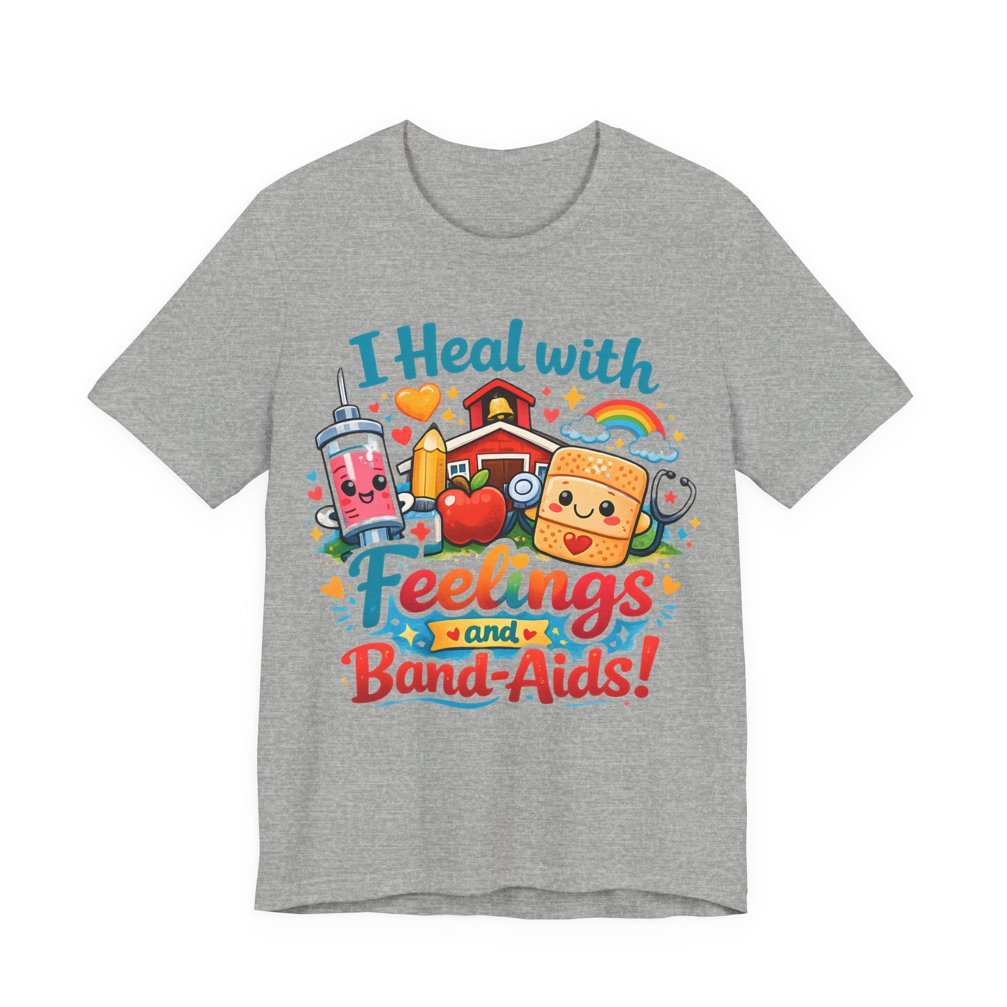School Nurse Shirt, I Heal With Feelings and Band-Aids Tee, Cute Nurse Teacher Shirt, Elementary School Nurse Gift, Back to School Nurse Tee