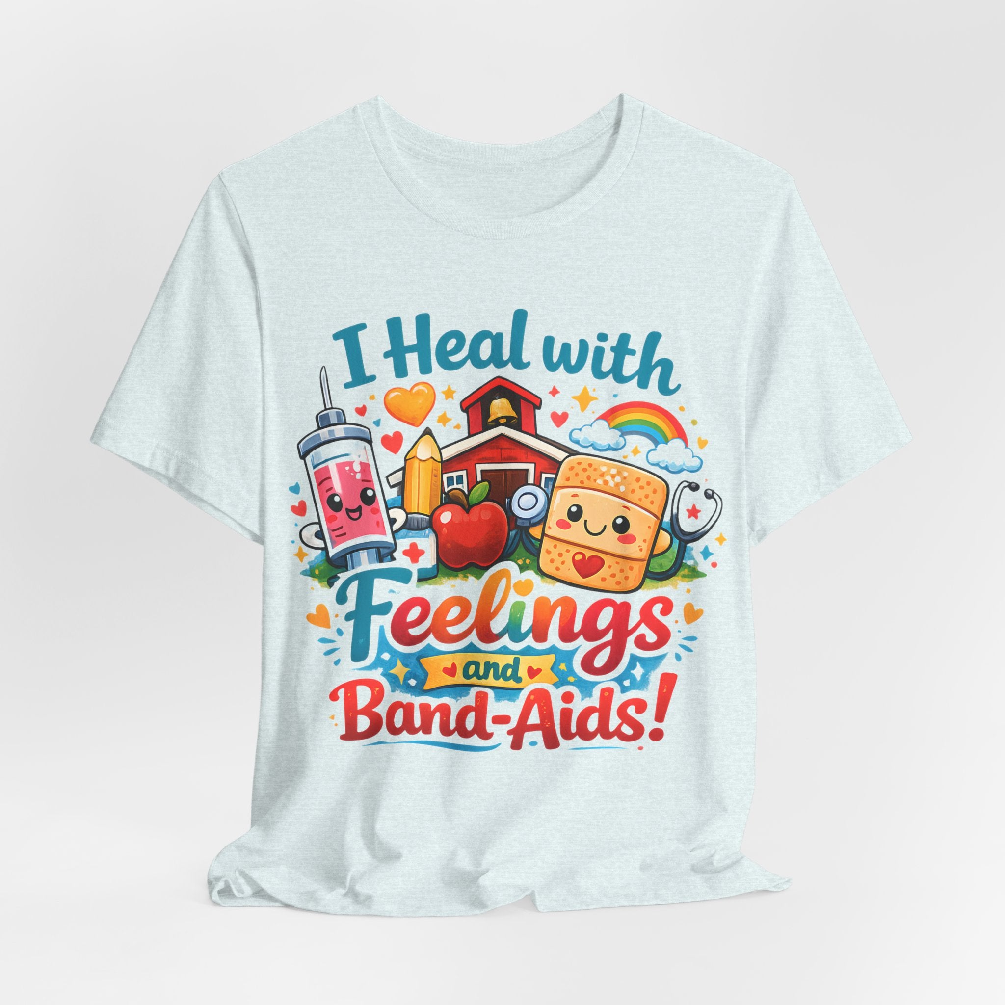 School Nurse Shirt, I Heal With Feelings and Band-Aids Tee, Cute Nurse Teacher Shirt, Elementary School Nurse Gift, Back to School Nurse Tee