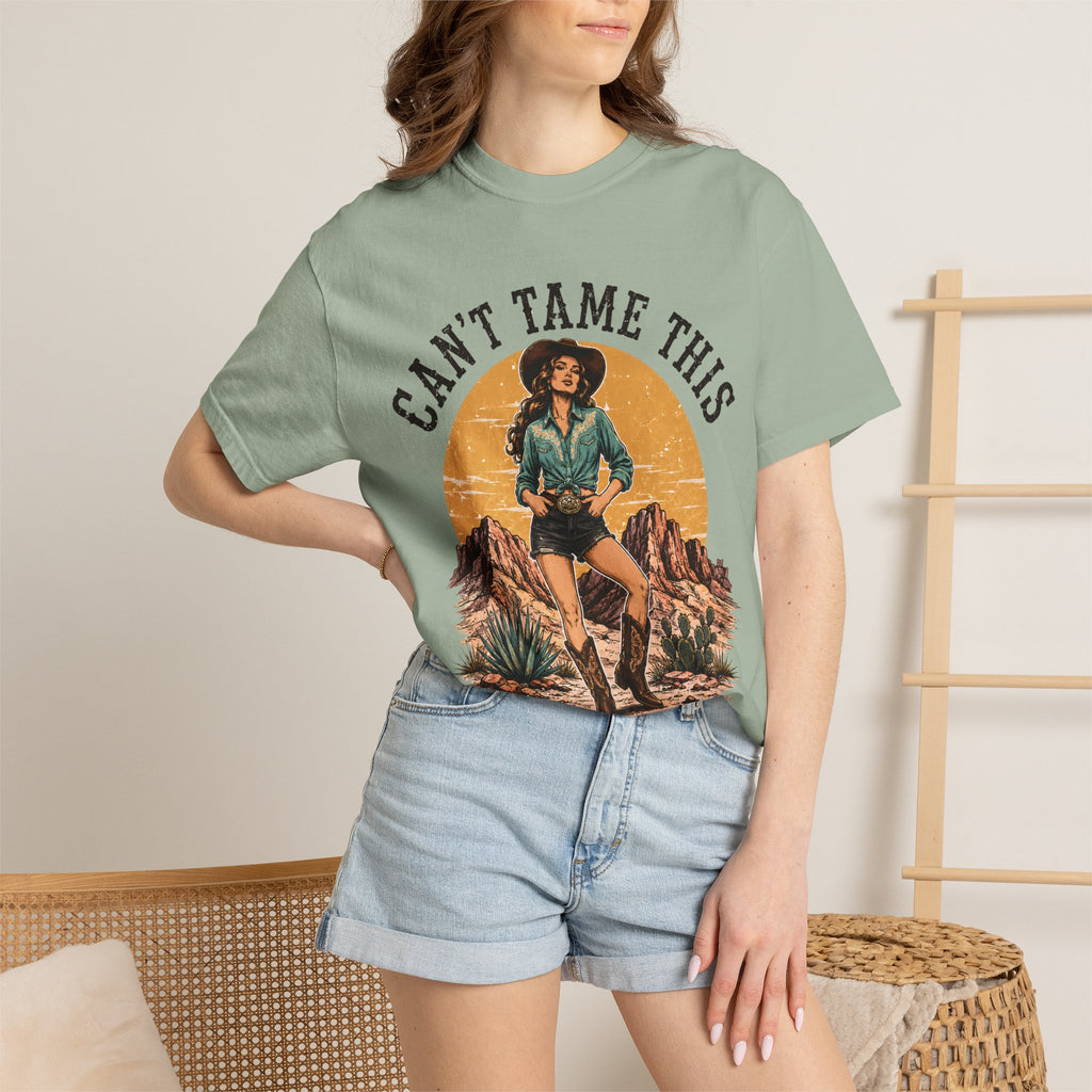 Cant Tame This Shirt, Western Cowgirl Tee, Desert Cowboy Boot Shirt, Retro Western Graphic Tee, Rodeo Cowgirl Shirt, Country Girl TShirt