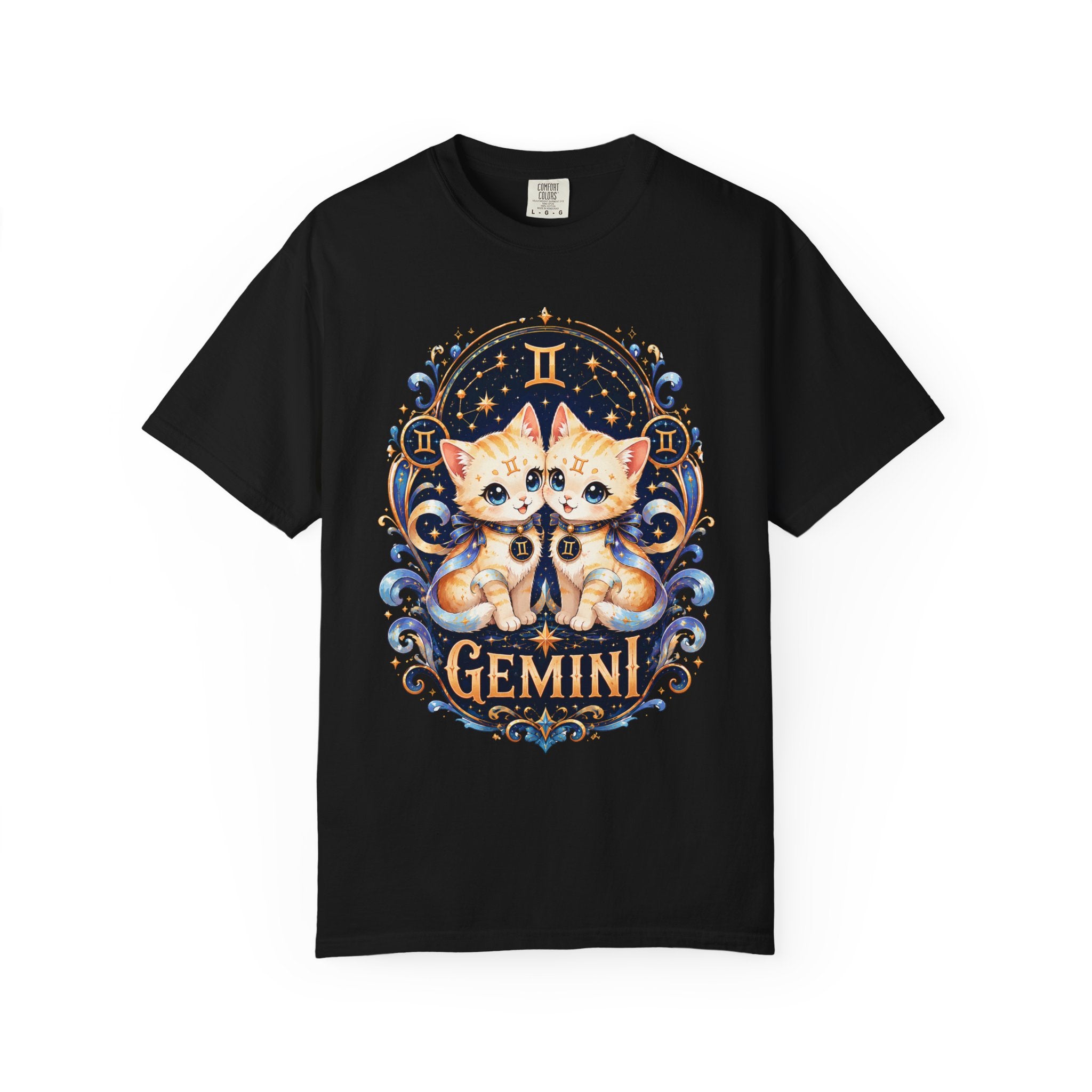 Gemini Twin Cats T-shirt | Zodiac Astrology Cat Design
