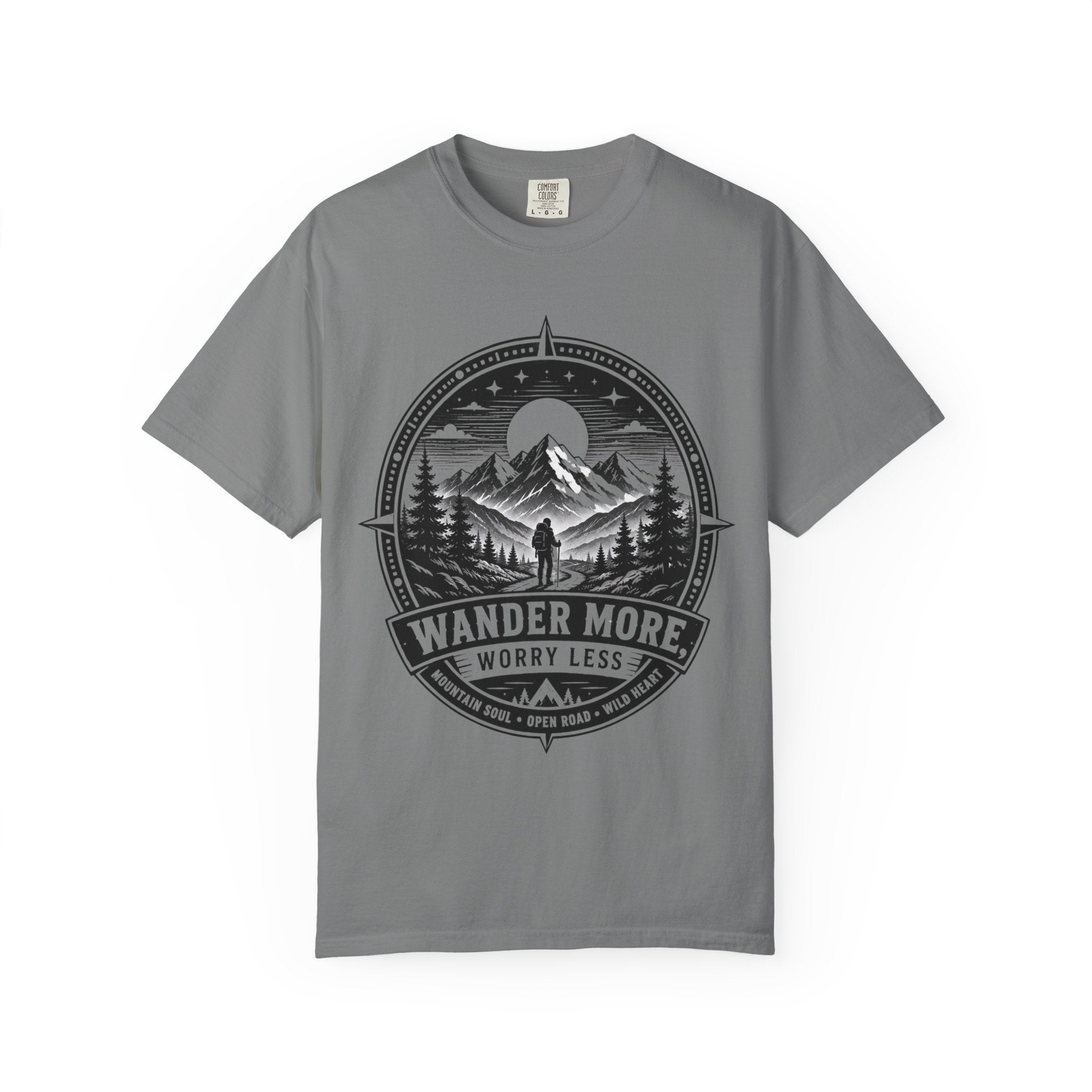 Wander More Worry Less Shirt, Mountain Hiking Tee, Adventure Shirt, Outdoorsy Graphic Tee, Nature Lover Gift, Camping Shirt, Hiking Gift