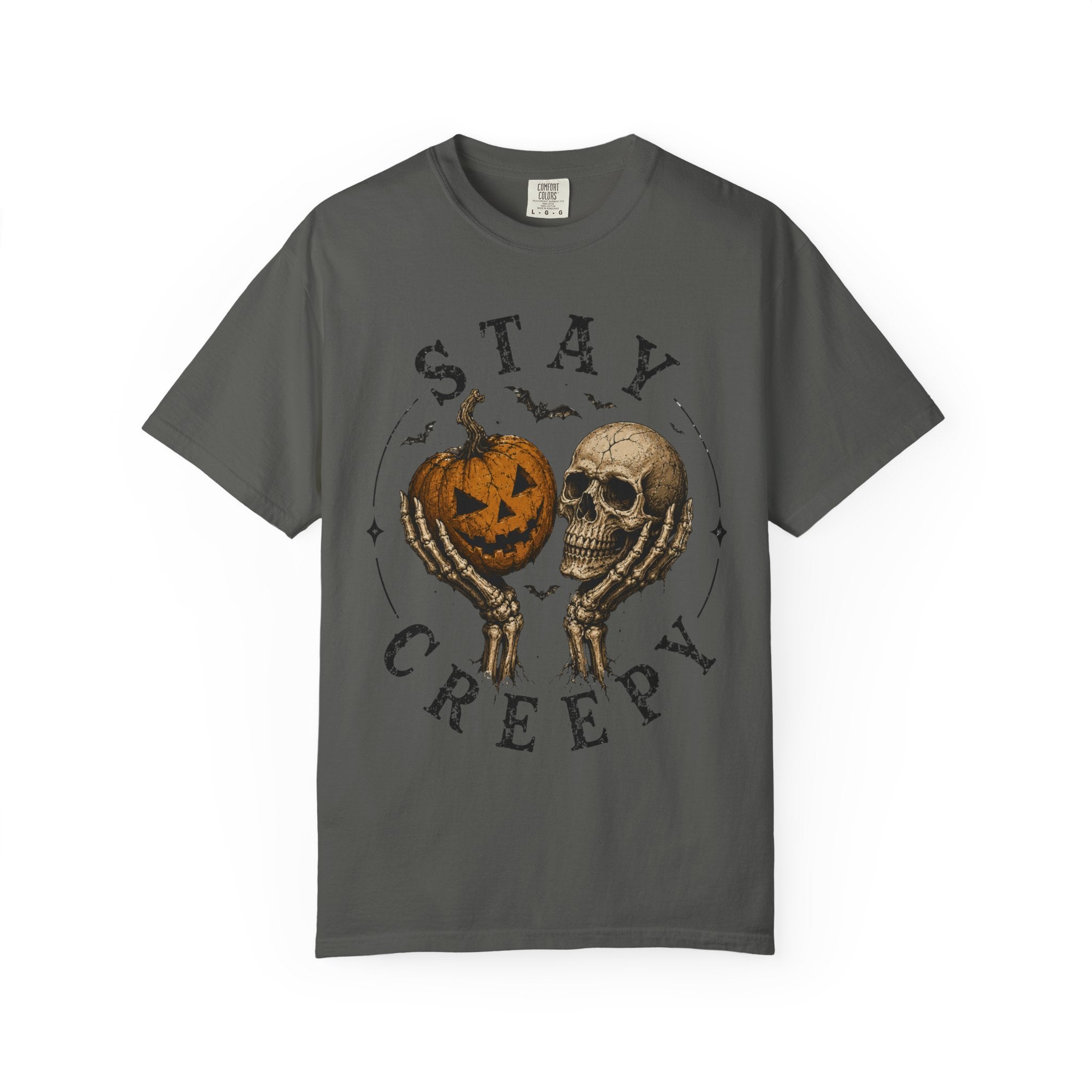 Stay Creepy Shirt, Halloween Pumpkin Skull Tee, Vintage Spooky Graphic Shirt, Jack O Lantern Skeleton Hands Tee, Cute Creepy Halloween Gift