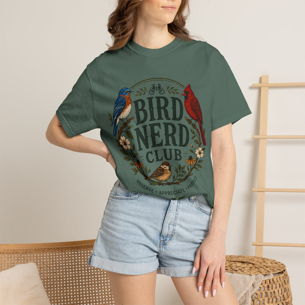 Bird Nerd Club Shirt, Birdwatching Shirt, Nature Lover Tee, Backyard Birder Gift, Cute Bird Lover Shirt, Botanical Bird Graphic Tee