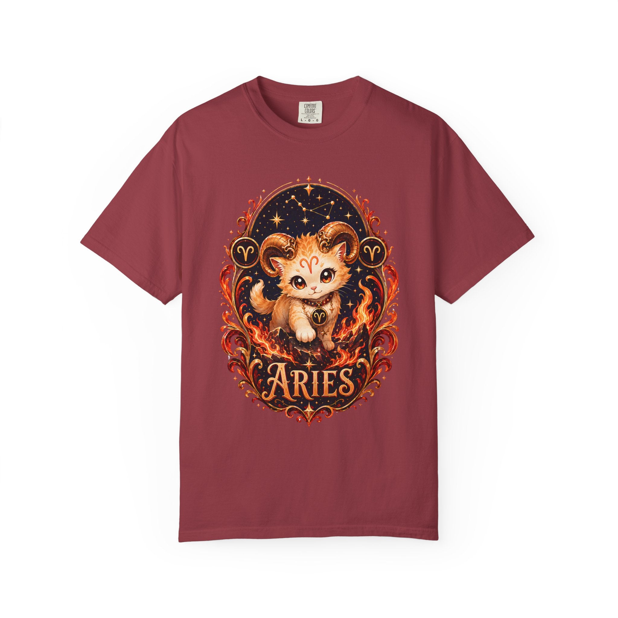 Cute Aries Ram Zodiac Illustration T-Shirt | Astrology, Fire Sign