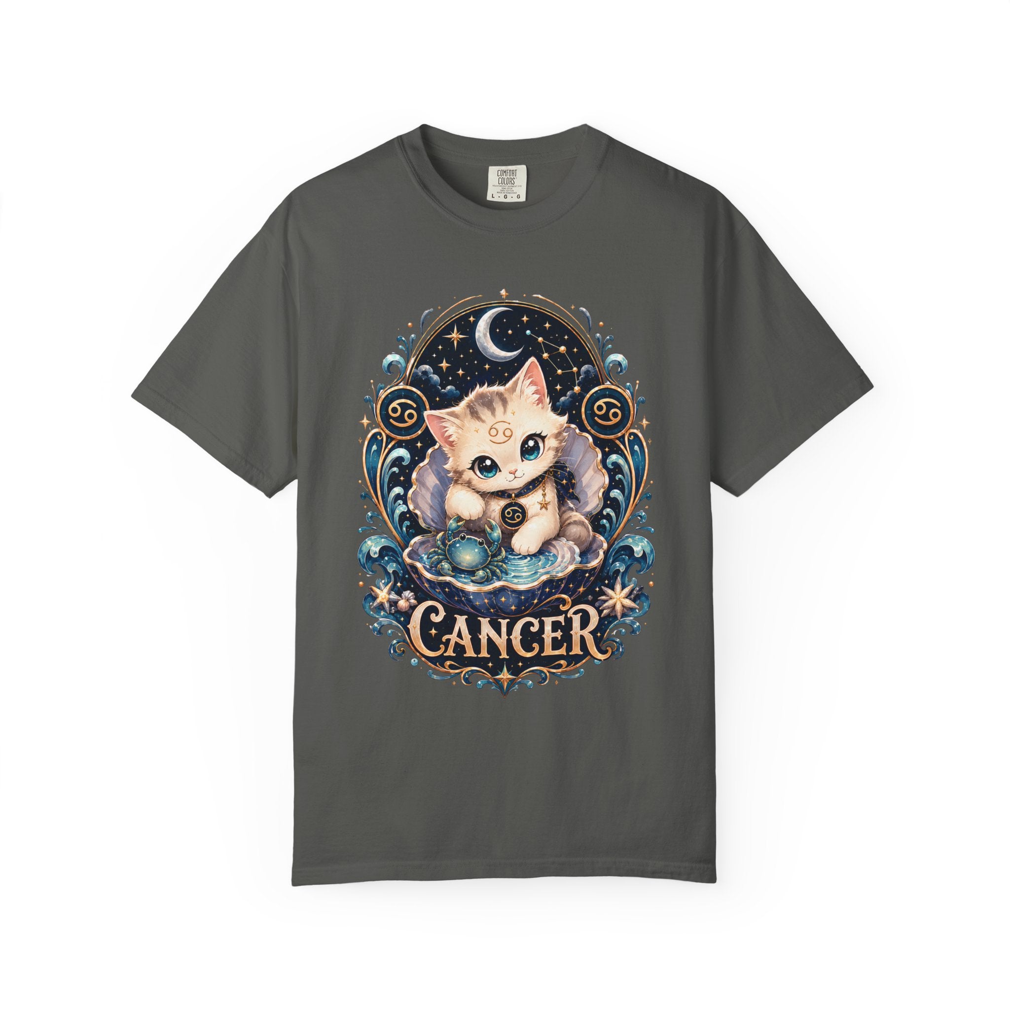 Cute Cancer Zodiac Cat T-Shirt | Astrology Cat Tee