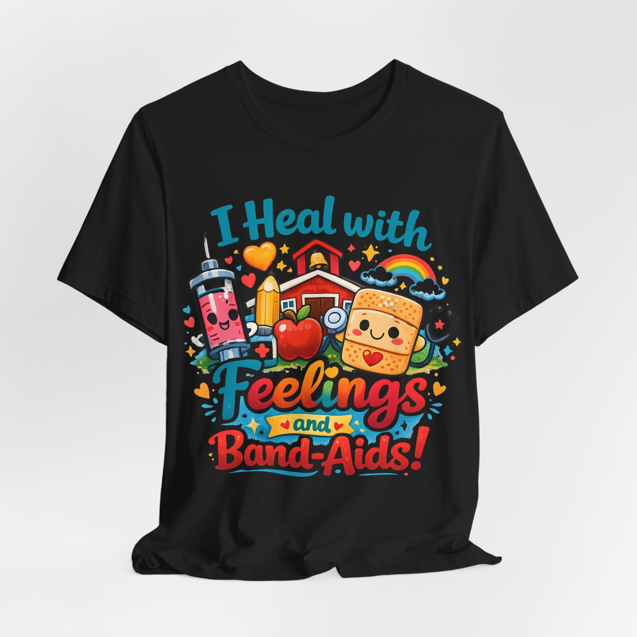 School Nurse Shirt, I Heal With Feelings and Band-Aids Tee, Cute Nurse Teacher Shirt, Elementary School Nurse Gift, Back to School Nurse Tee