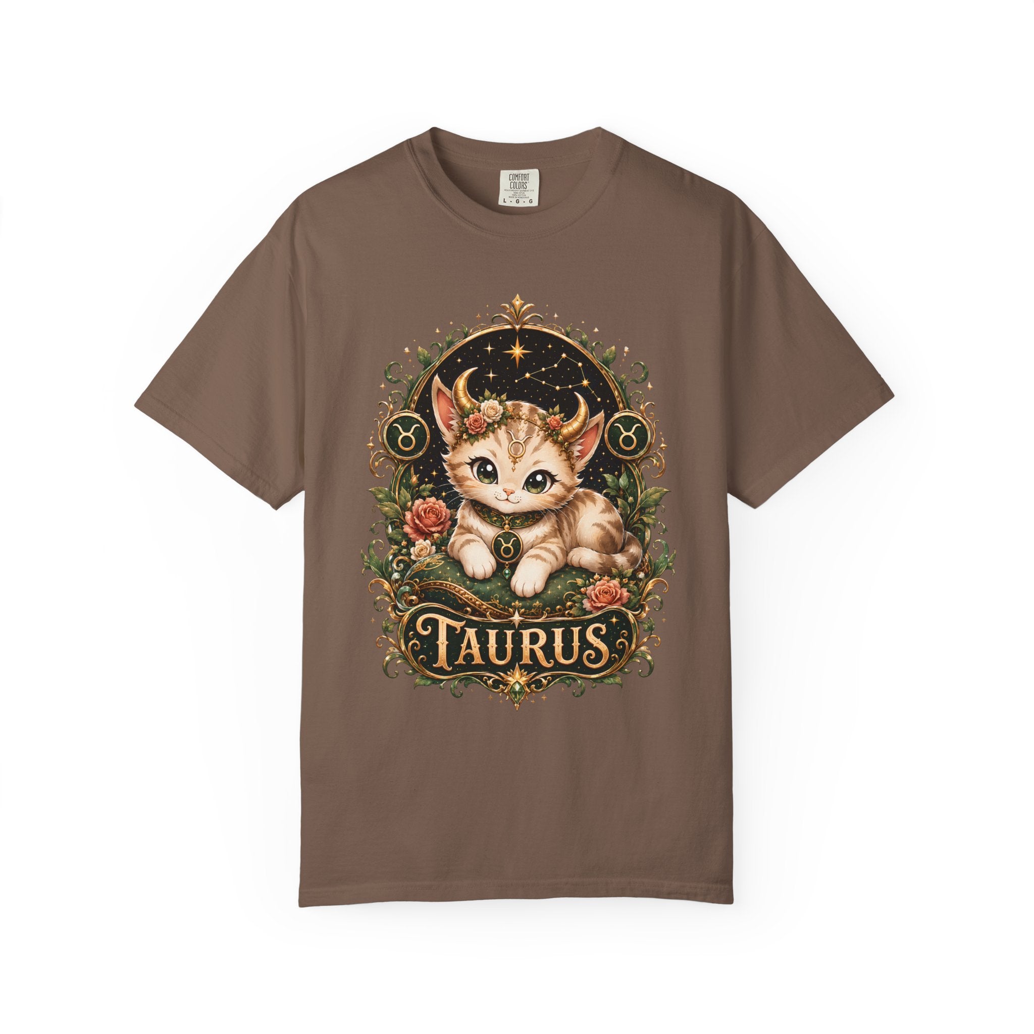 Taurus Cat Illustration T-Shirt | Zodiac Kitten Tee