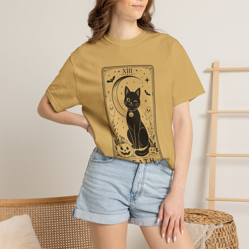 Halloween Black Cat Tarot Shirt, Death Card Cat Tee, Spooky Cat Shirt, Witchy Halloween Tee, Gothic Cat Lover Gift