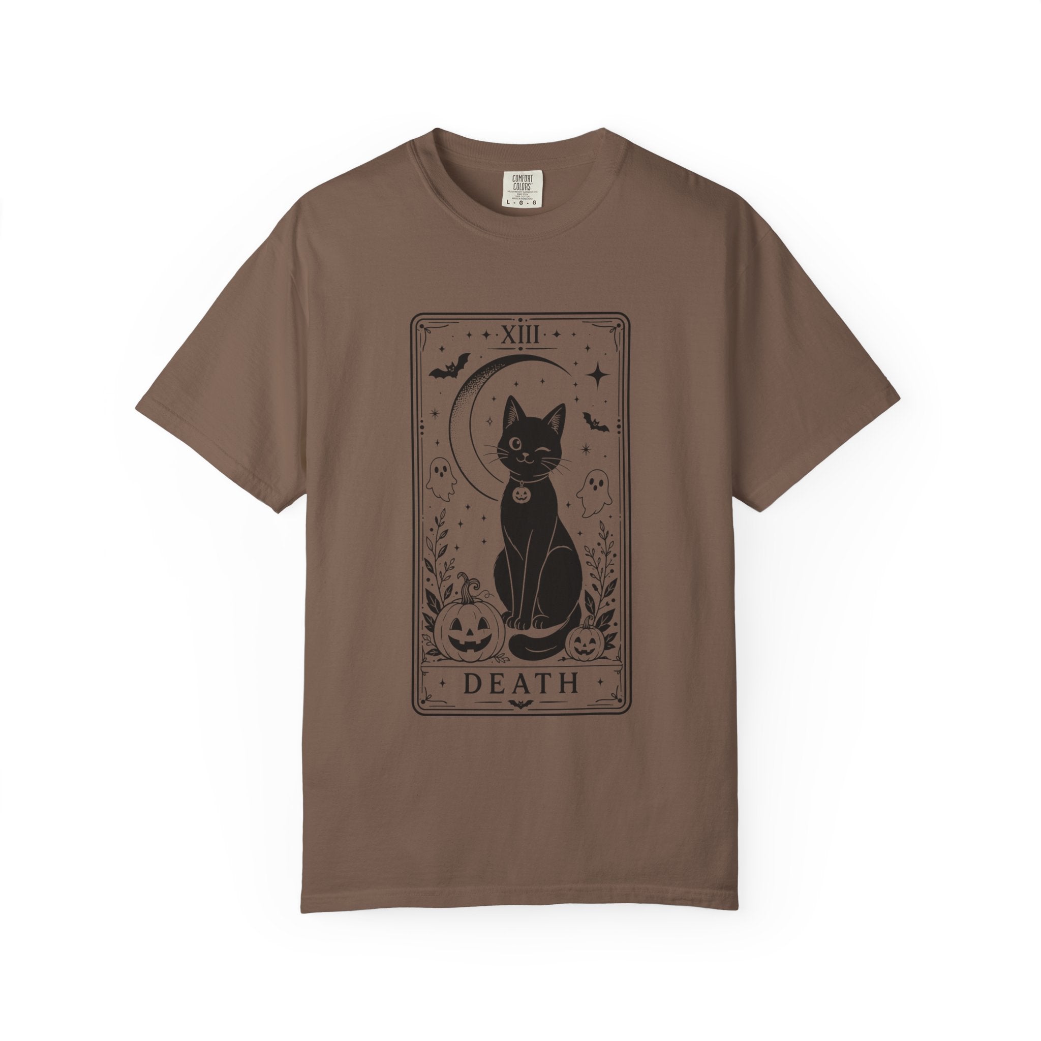 Halloween Black Cat Tarot Shirt, Death Card Cat Tee, Spooky Cat Shirt, Witchy Halloween Tee, Gothic Cat Lover Gift